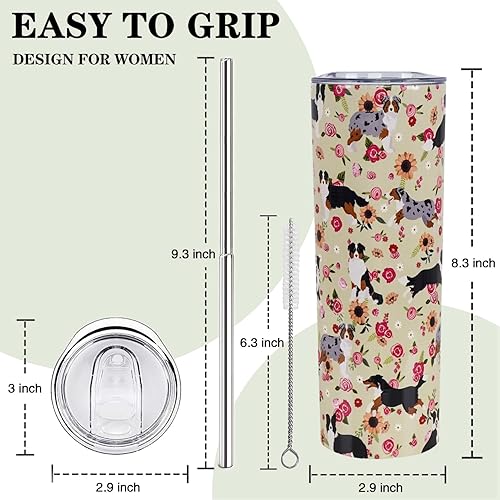 Miniatura 3 de Border Collie - Vaso de acero inoxidable, regalos para amantes de los perros para mujeres, tazas de café de viaje para perros para bebidas frías y