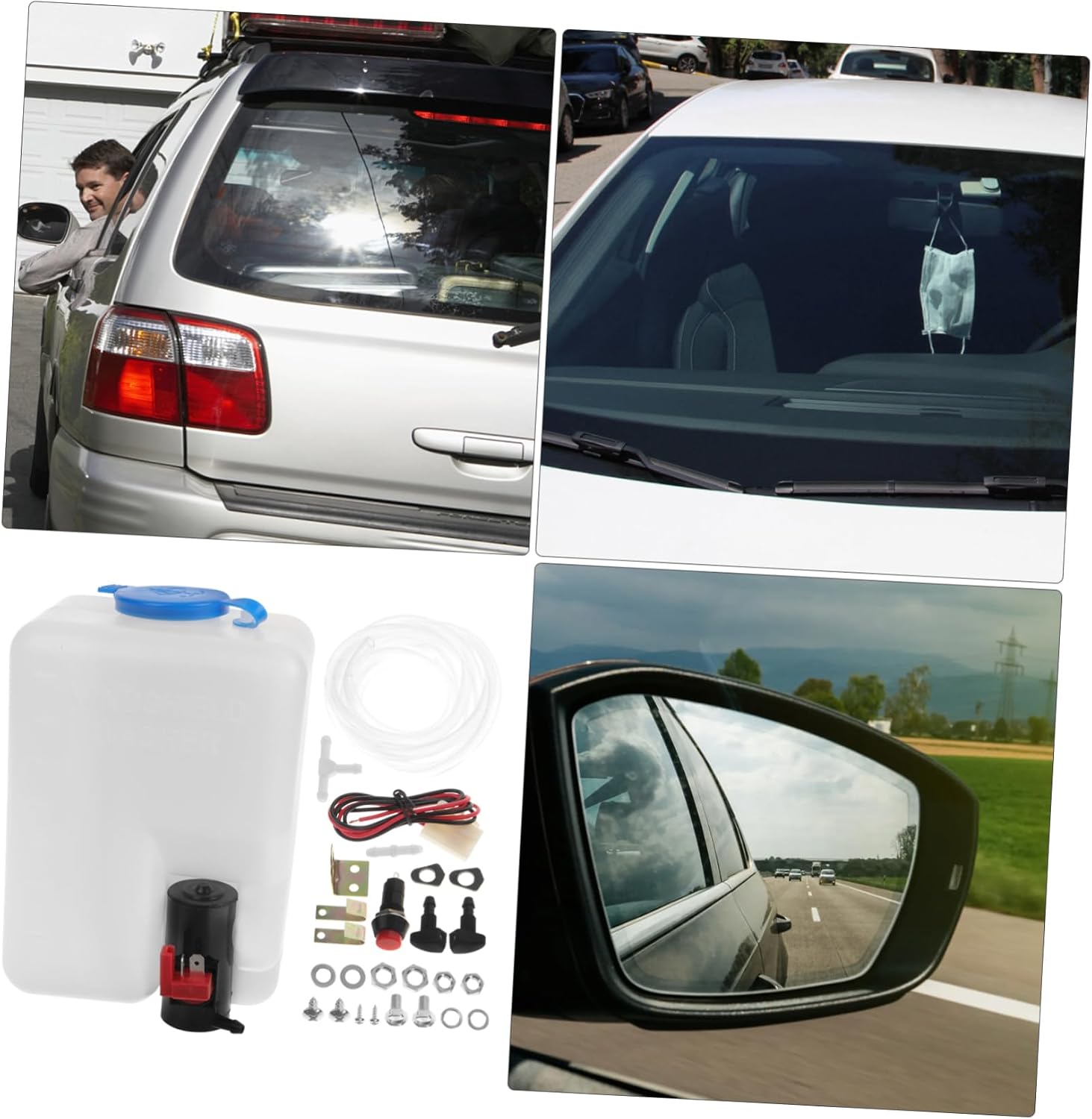 Car Windshield Washer Pump Reservoir Tank Fluid Easy Install Clean Windshield