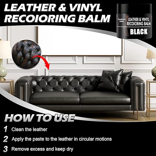 Miniatura 3 de Bálsamo recolorante de cuero, pintura de cuero para muebles, tinte de cuero negro, acondicionador de cuero para sofá, revitaliza y renueva tu sofá,