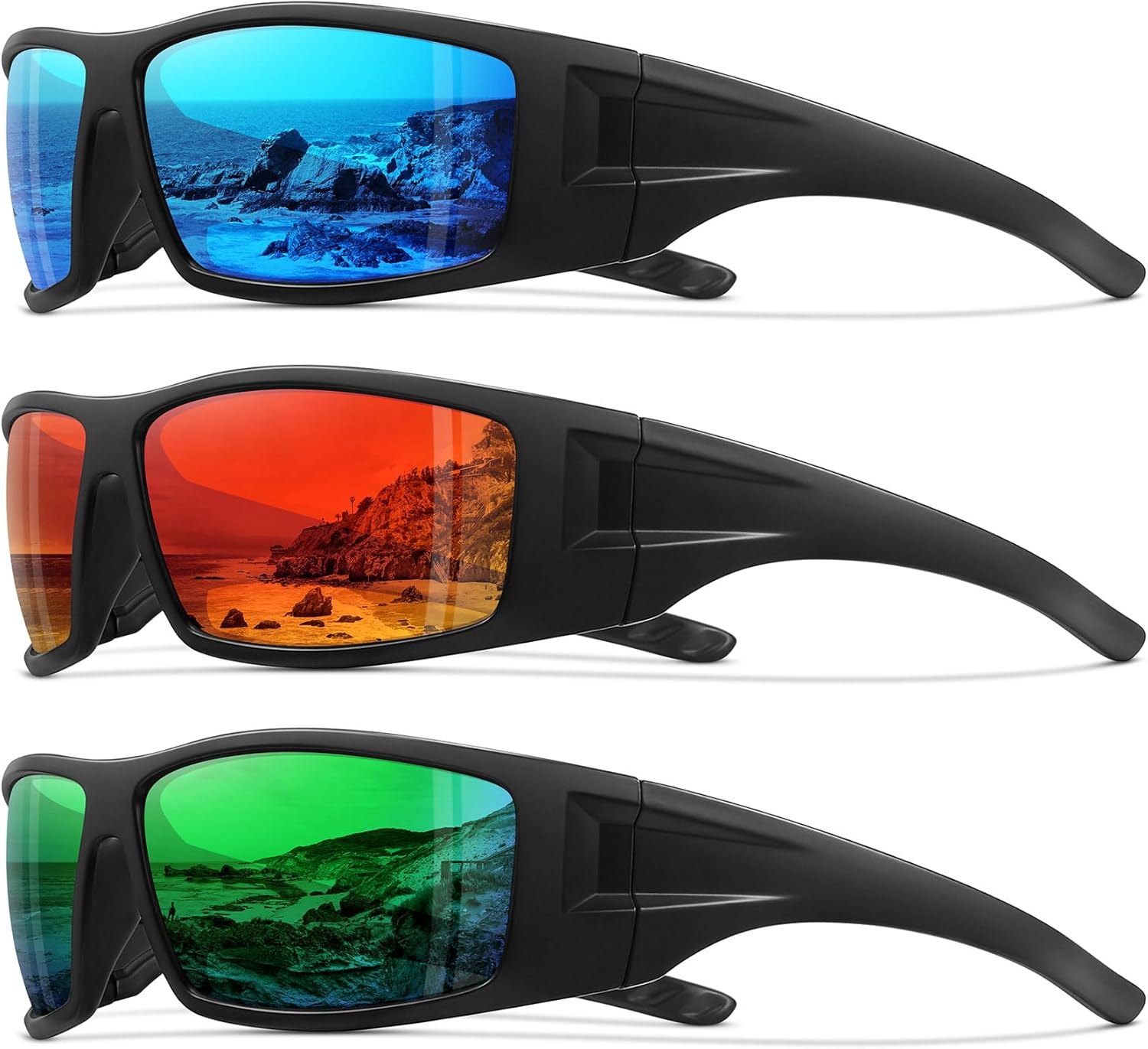 Polarized Sports Sunglasses for Men Women Unbreakable Frame Cycling Fishing Wrap Around Sunglasses UV400 Protection