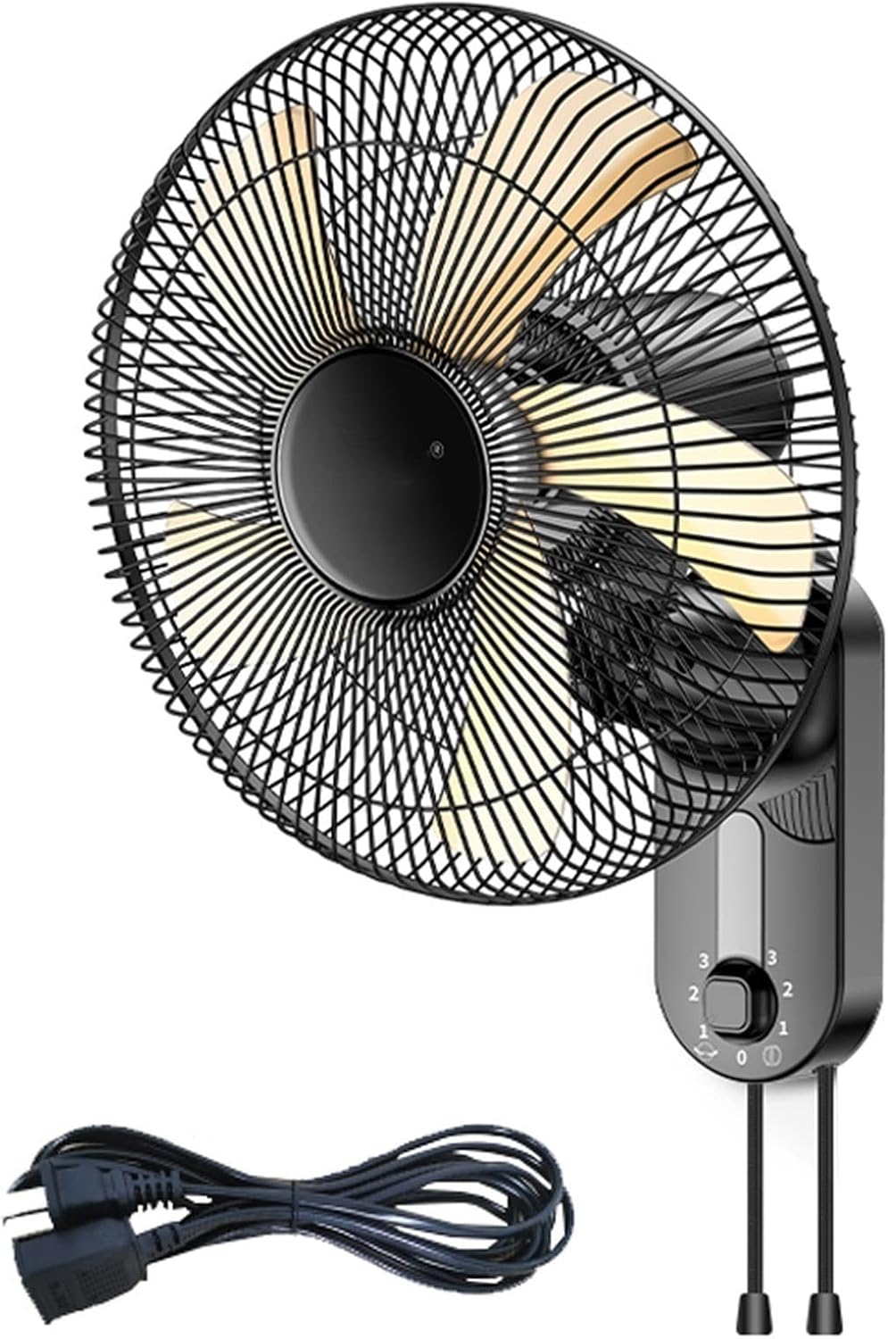 Summer Wall Fan 16" 40cm, 3 Speeds, Bedroom Wall Mounted Fan With