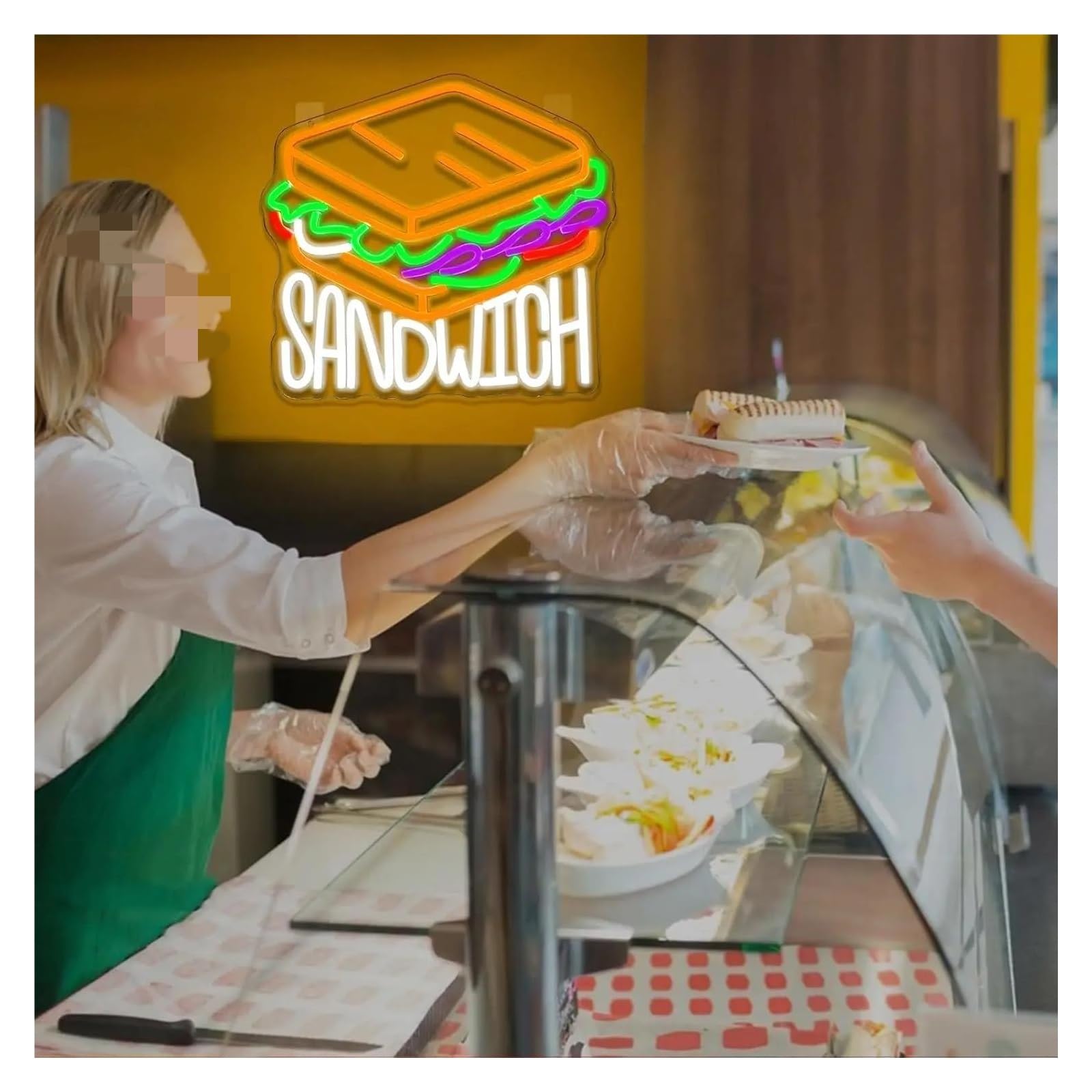 LED néon signe Enseigne Au Néon Sandwich USB À Intensité Variable, Lumière Pour Cuisine, Restaurant, Restauration Rapide, Bar, Entreprise, Décoration De Fête, 35cmx32cm