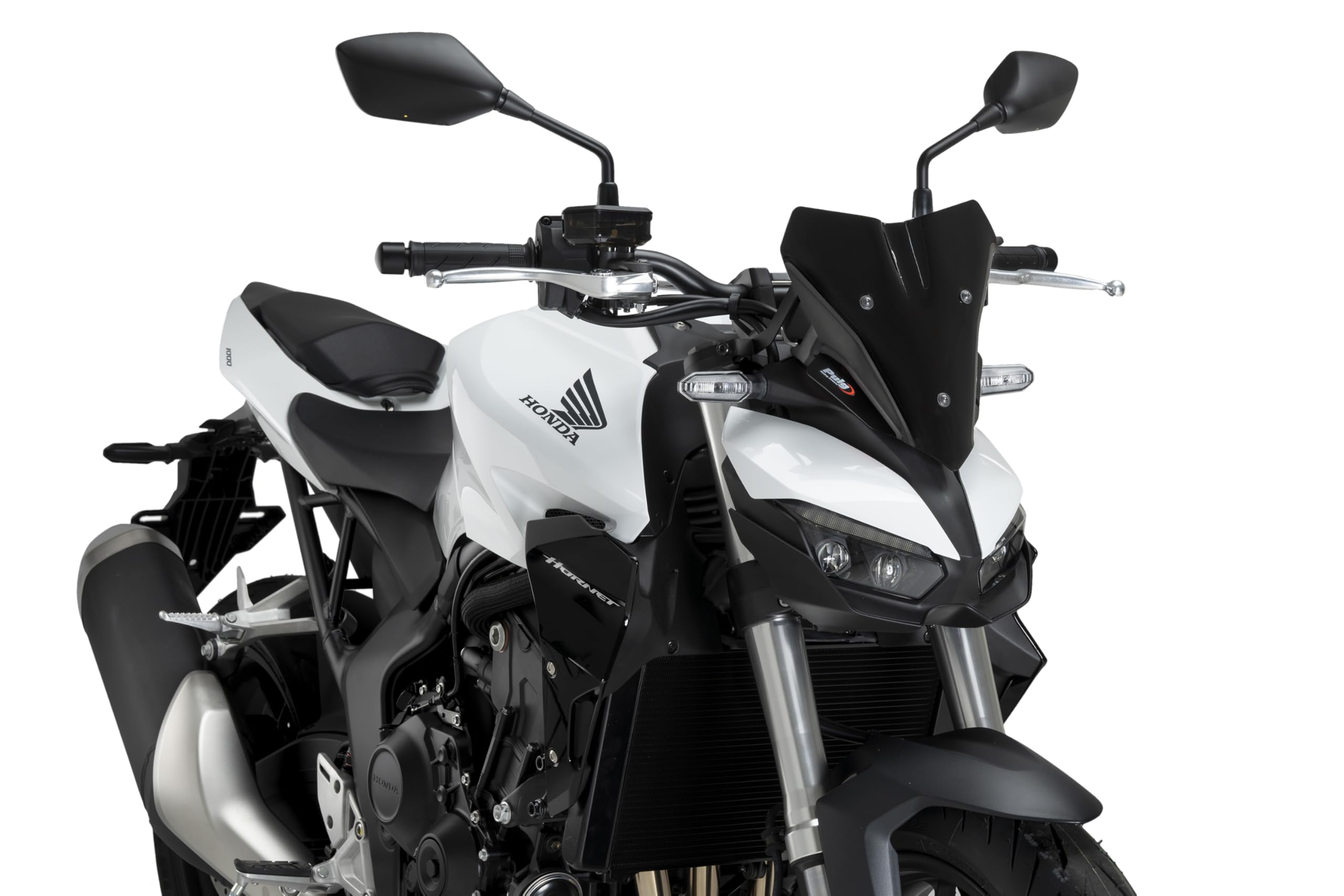 Puig 22381N New Generation Sport; aerodynamic sport windscreen; made of high-resistance PMMA; includes metal brackets and TÜV approval, Black