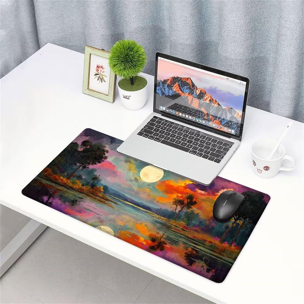 Alfombrilla de Mouse para Juegos, Colore, XXL, Antideslizante, Impermeable, Diseño de Tramonto, Extendido, Grande, 1200x600x3mm, para PC, Laptop, Ufficio, Famiglia d-150