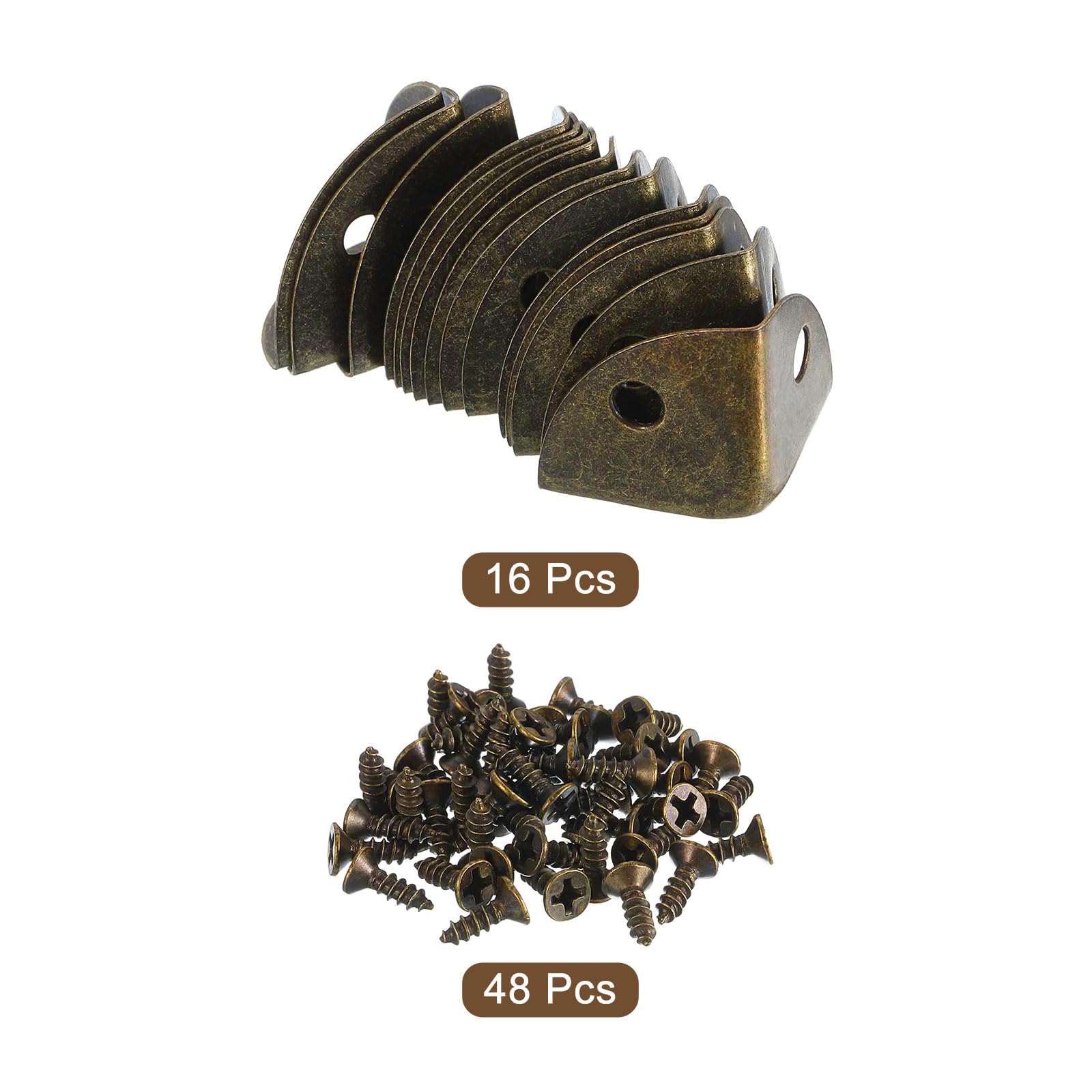 TA-VIGOR 16Pcs Metal Corner Protectors, 30 x 20 x 30mm Edge Guard Decorative Corner Bracket, Bronze Angle Brace Cover for Tables Chests Suitcase Jewelry Box, with 48Pcs Screws - Image 3