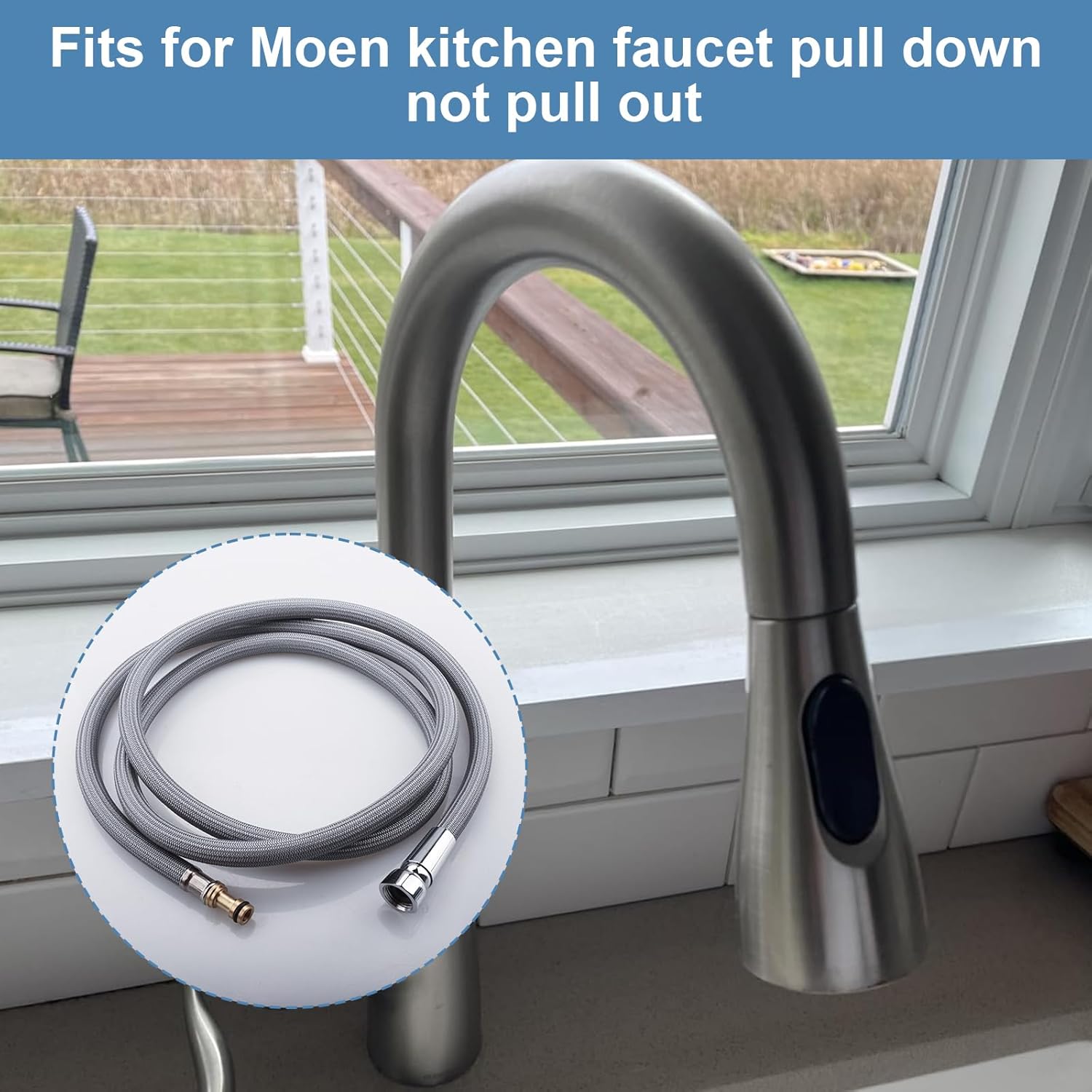 150259 Pull Down Hose Kit Replace for Moen Kitchen Faucet part 187108 150259 159560, Upgraded Kitchen Sink Faucet Hose Replacement for Moen Pull Down Faucet, 68" Quick Connect Hose