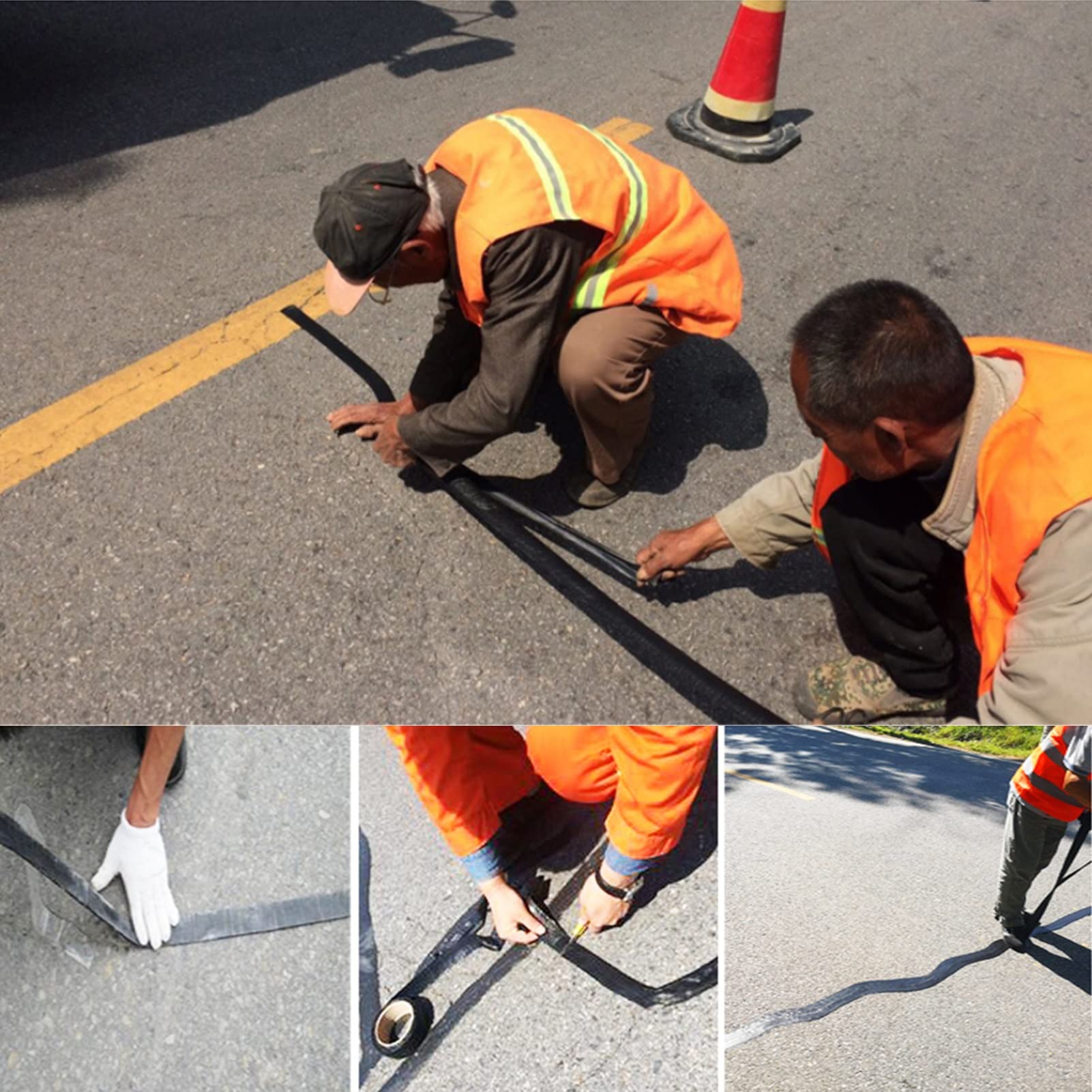 Cinta De Reparación De Juntas De Asfalto, Autoadhesivo 3/4/5/6/7/8/9/10CM Ancho Cinta Grietas Asfalto, Techo Carretera Carretera Estacionamiento Pavimento Cinta Bituminosa ( Color : 10CM , Size : 10M
