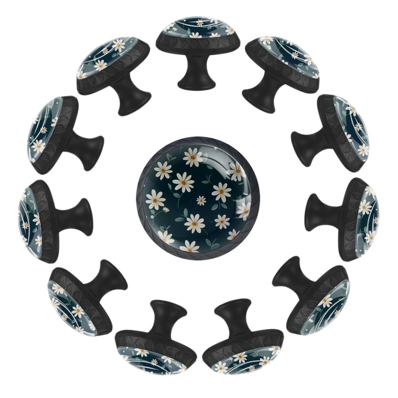 Boutons de tiroir marguerite haut de gamme en verre transparent