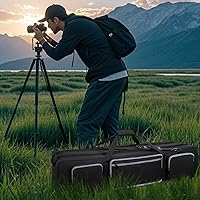 Vista 9 de Funda de Transporte para Trípode, Bolsa de Trípode Resistente con Divisor Acolchado, Bolsa de Soporte de Luz, Funda de Monopié con Cremallera Doble