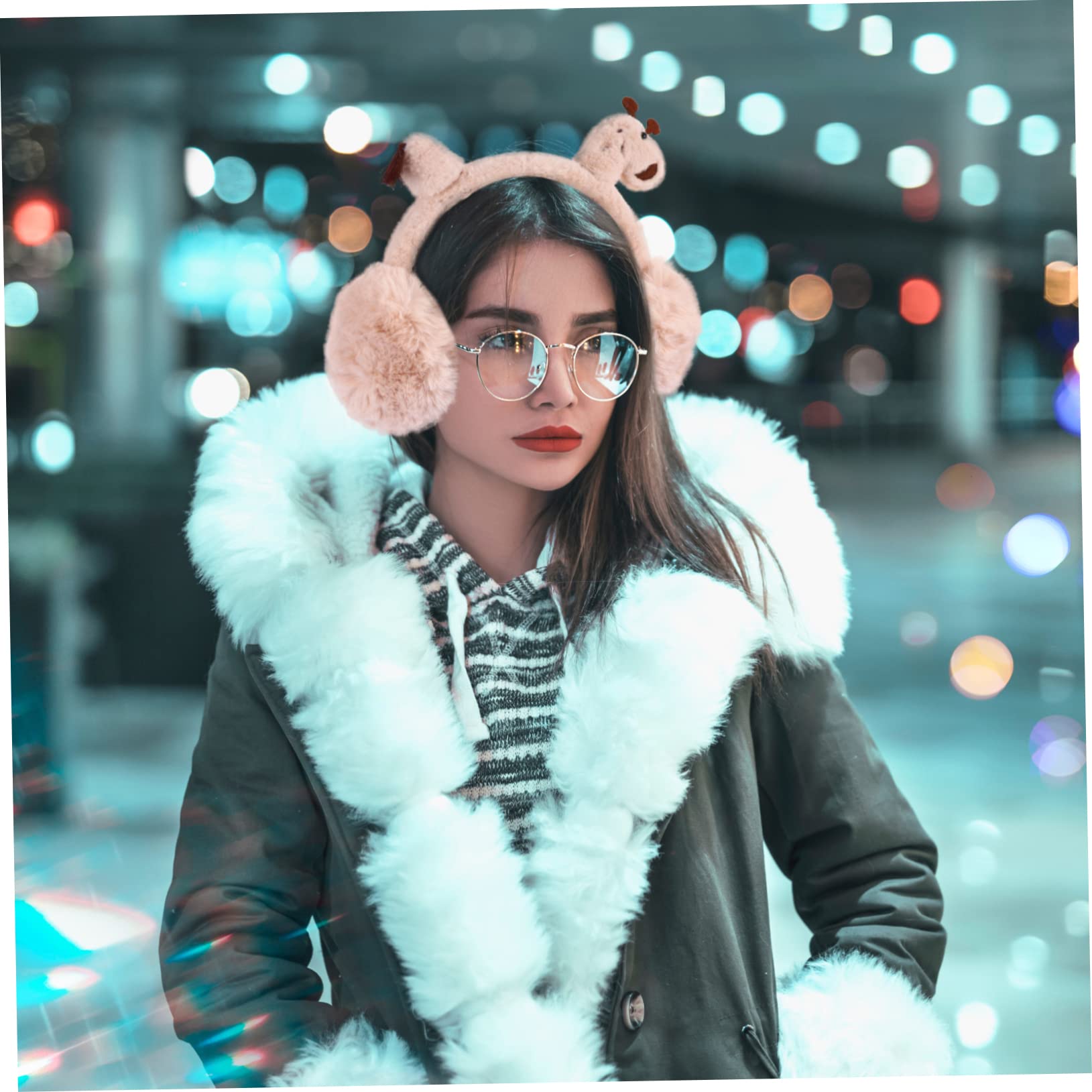 adorabile paraorecchie Scaldino orecchie pieghevole portatile Copriorecchie giraffa piega scalda orecchie giraffa Caldo paraorecchie in peluche​​​​​​​ cuffia invernale stoffa
