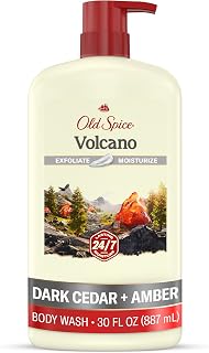 Old Spice Cleansing Body Wash for Men, 24/7 Shower Fresh with Lasting Scent, Exfoliate & Moisture, Gentle on Skin, Vitamin B3, Volcano with Dark Cedar + Amber Scent, 30 oz