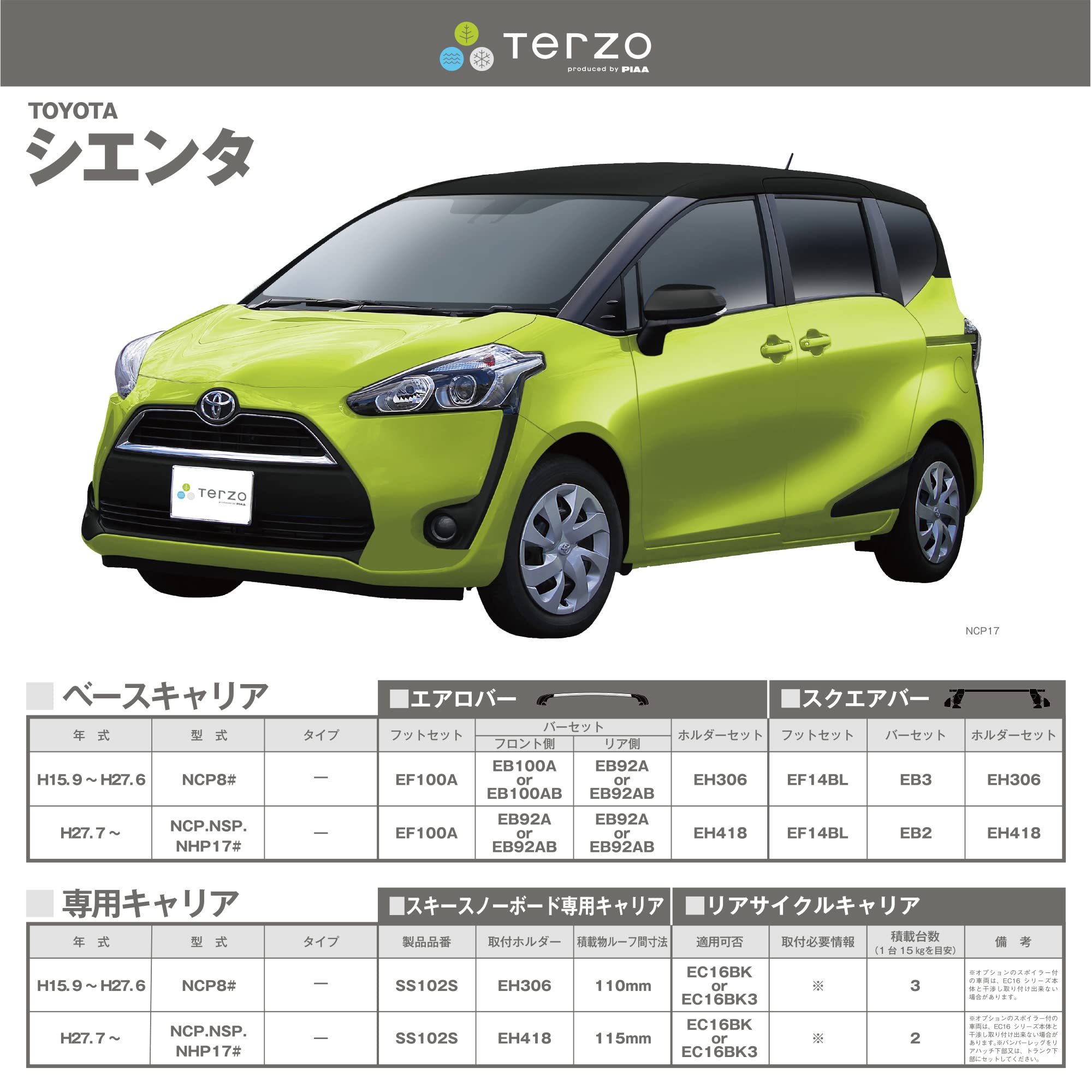 Amazon | Terzo テルッツォ (by PIAA) ルーフキャリア 車種別 