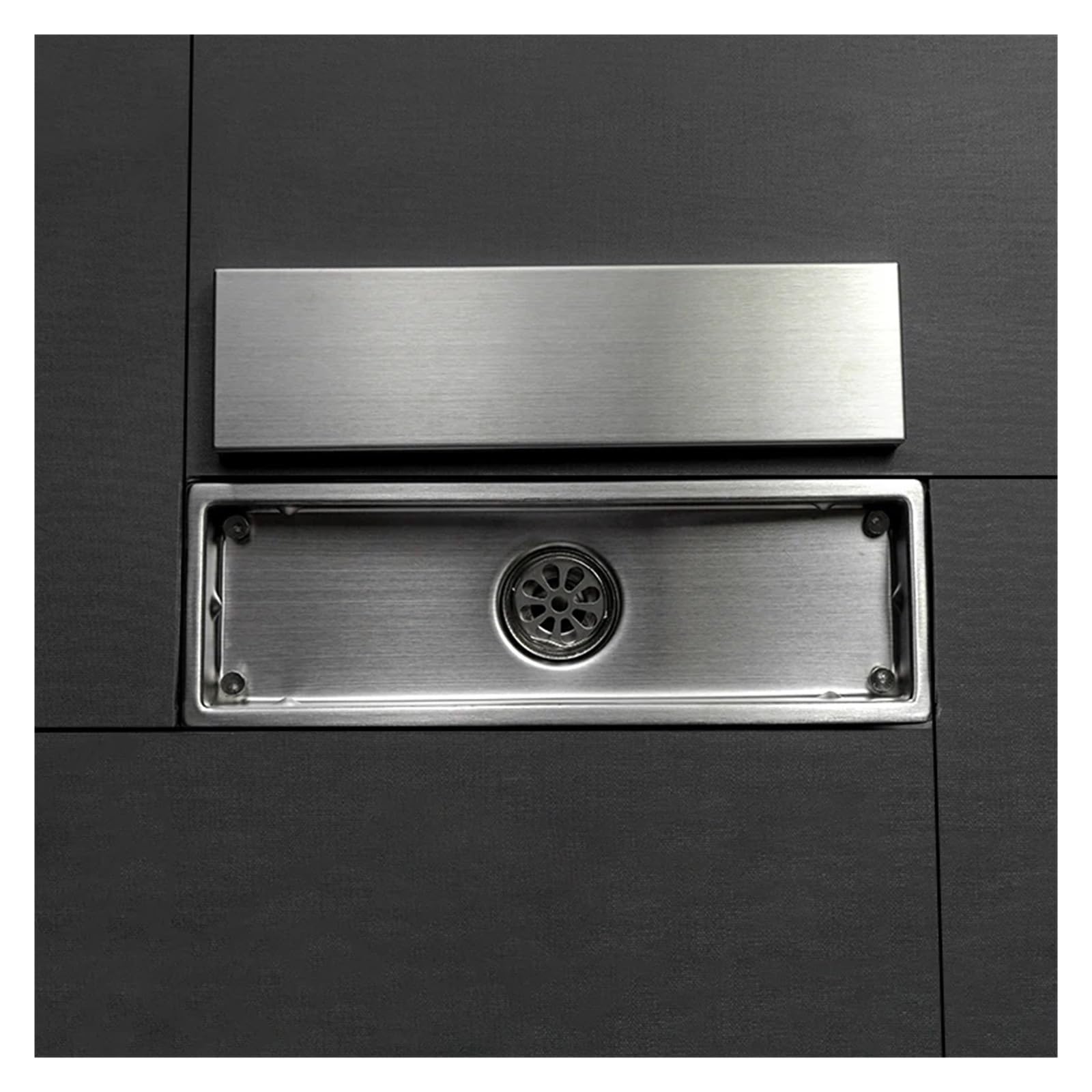 Desagüe Invisible de Acero Inoxidable para Suelo - Tapa de desagüe Rectangular Alargada para baño y Ducha de Cocina - Canal de desagüe de Sellado Profundo BG - Fácil instalación - Diseño Mod