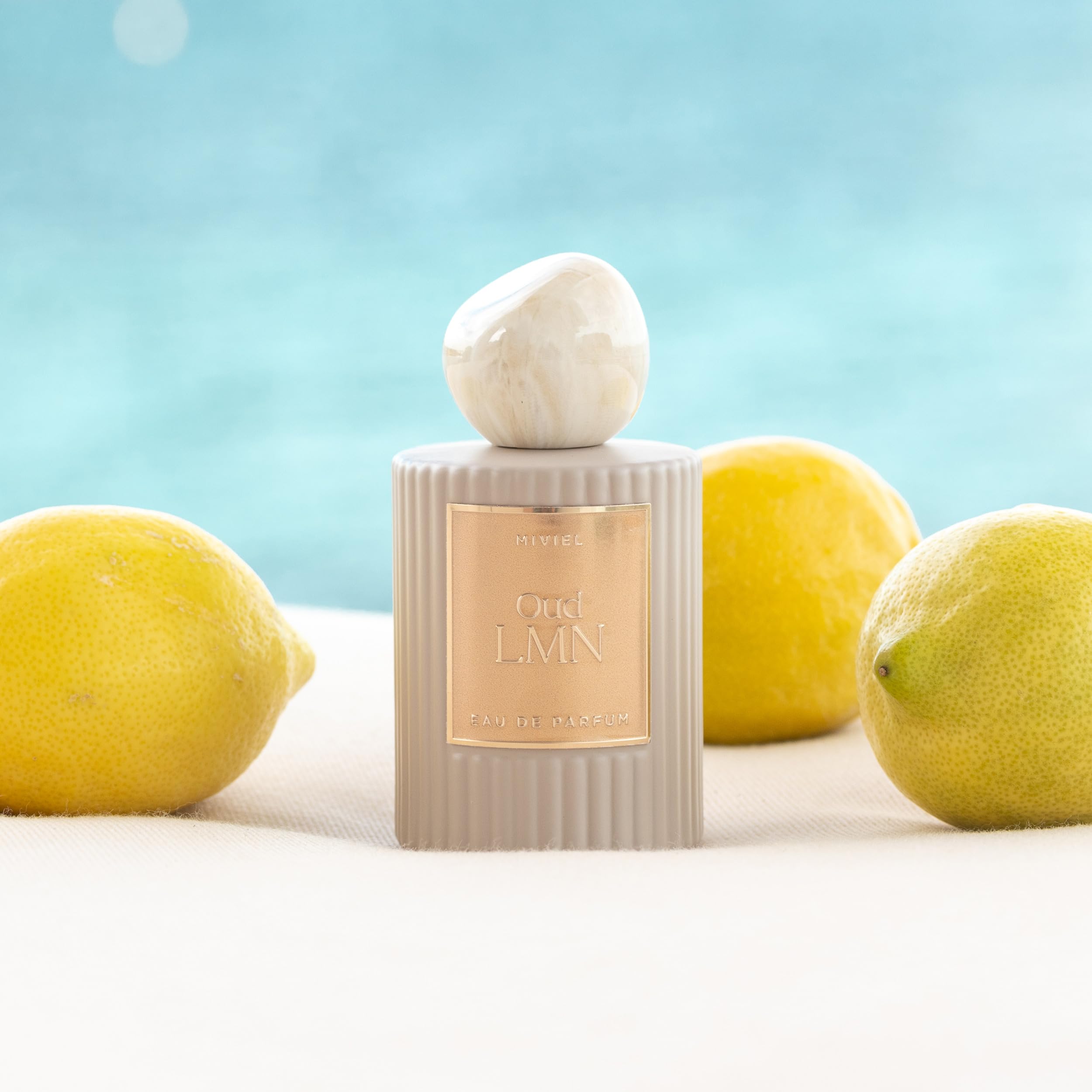 OUD LMN Eau de Parfum 100ml – Exklusiver Damen-Duft in Beige-Marmoroptik mit Jasmin, Safran, Bernsteinholz & Zedernholz