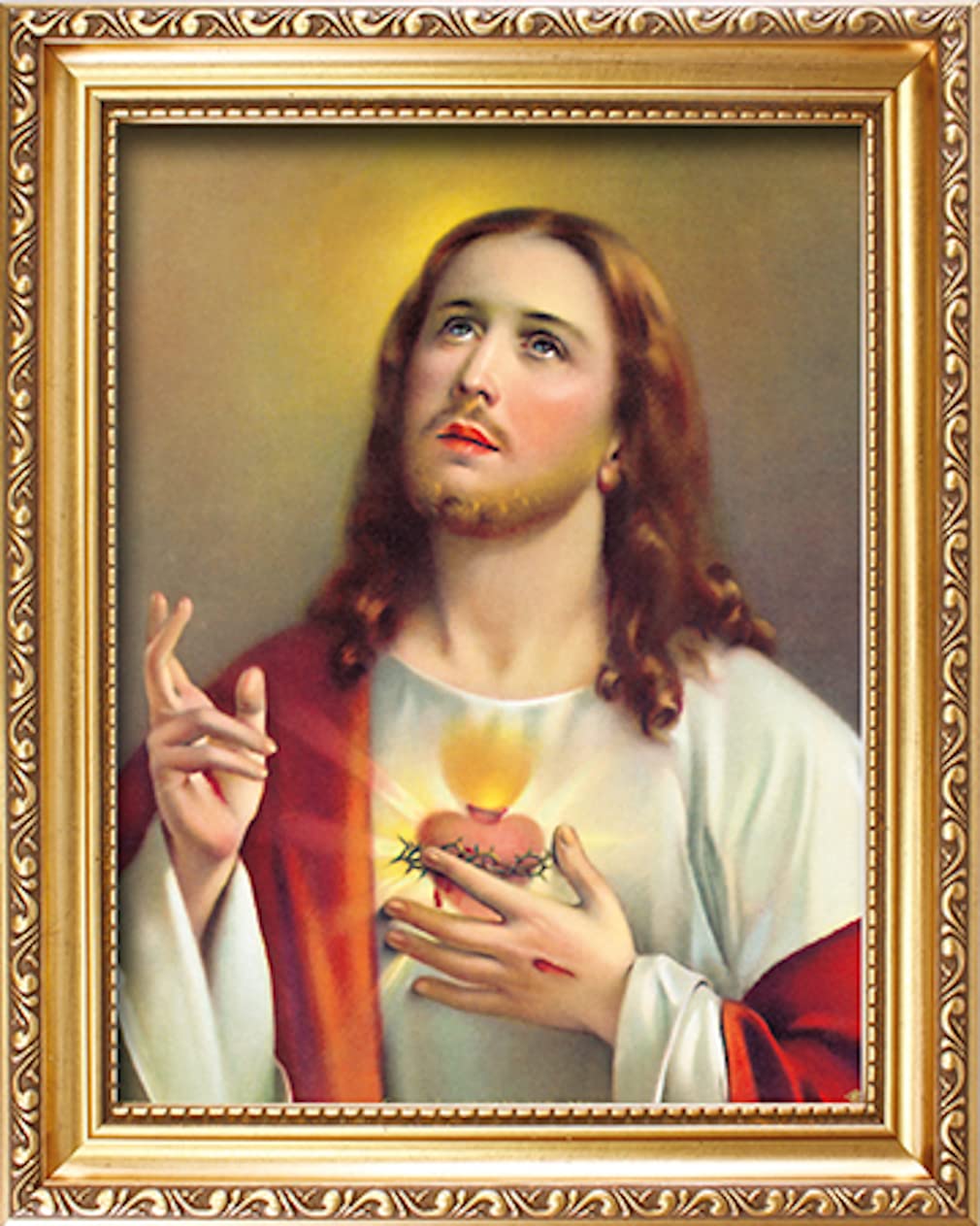 CBC Sacred Heart - 10" x 8" Gold wood framed Hanging or Standing Picture