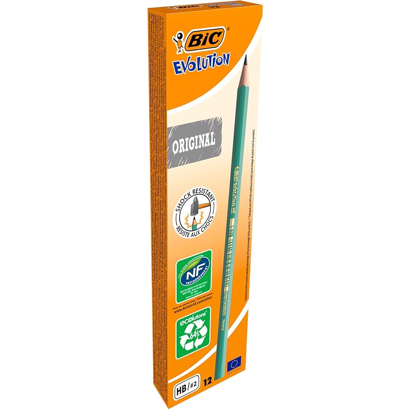 Bic Matita In Grafite, Evolution Ecolutions, Per Scrivere A Scuola E In Ufficio, Verde, 12 Unità (Confezione da 1)