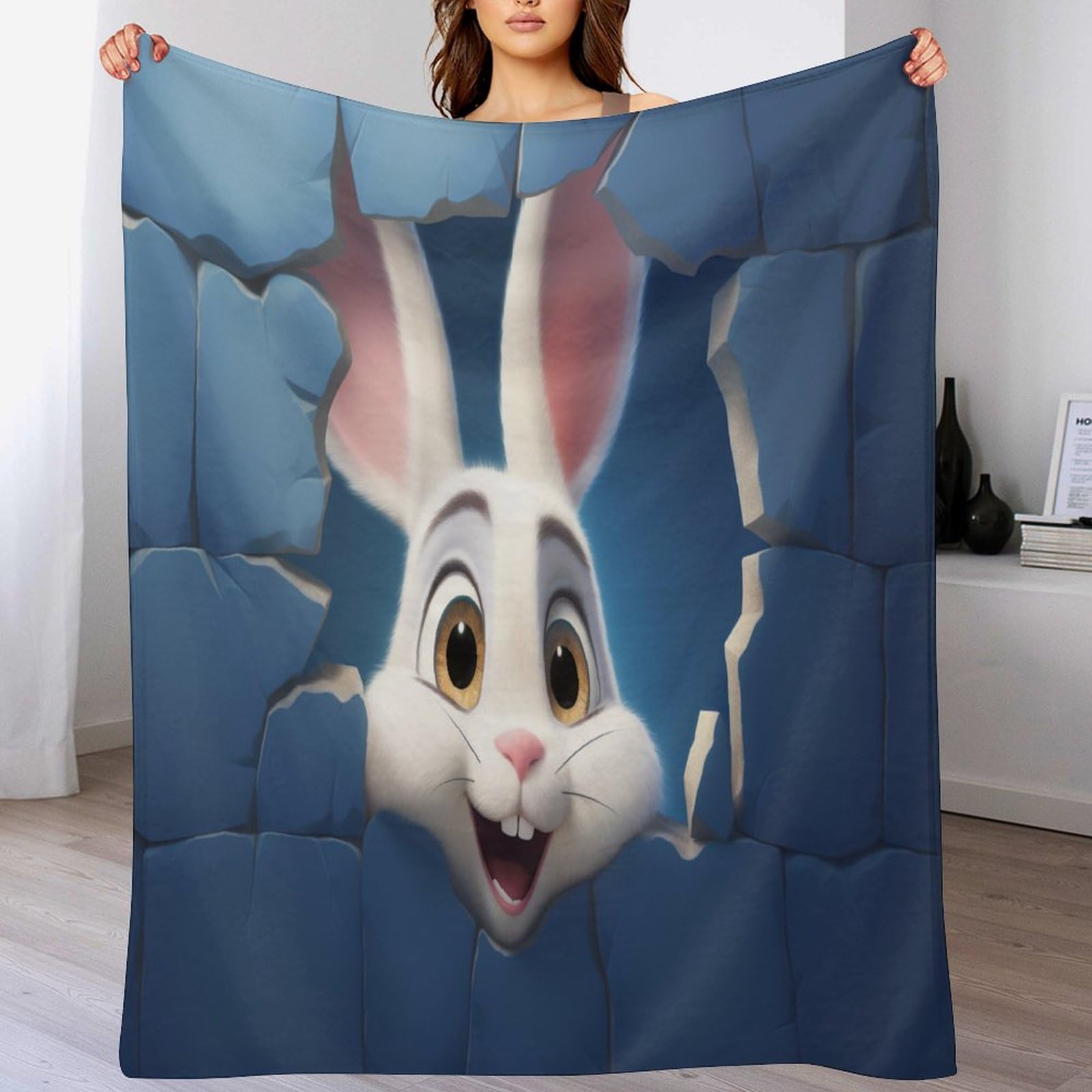 Couverture polaire lapin idéale pour cocooning sur le canapé