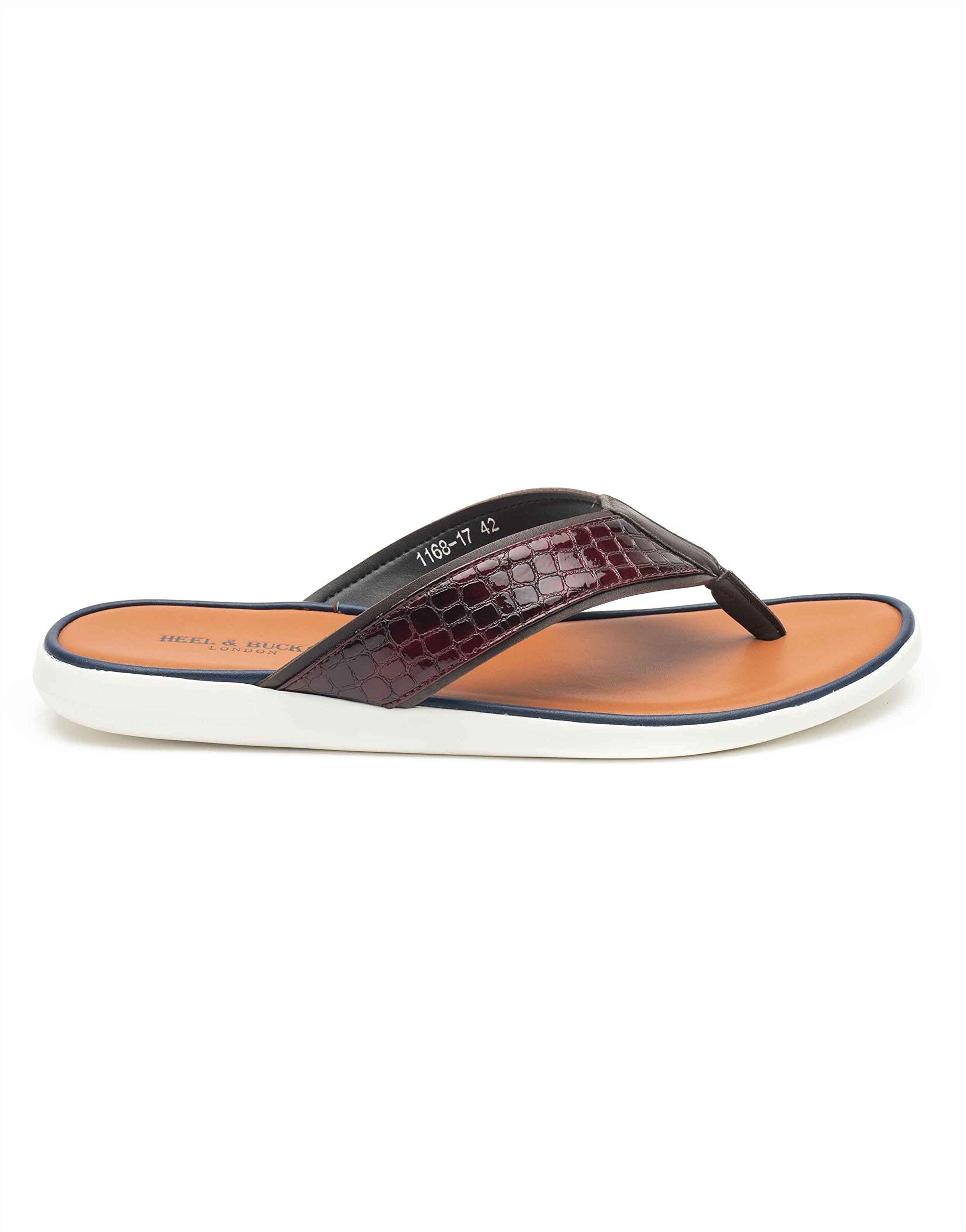 Heel & Buckle LondonMen's Burgandy Strapped Nude Flip Flop
