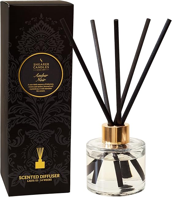 Shearer Candles Amber Noir Scented Diffuser in Box,Black and Gold,100ml