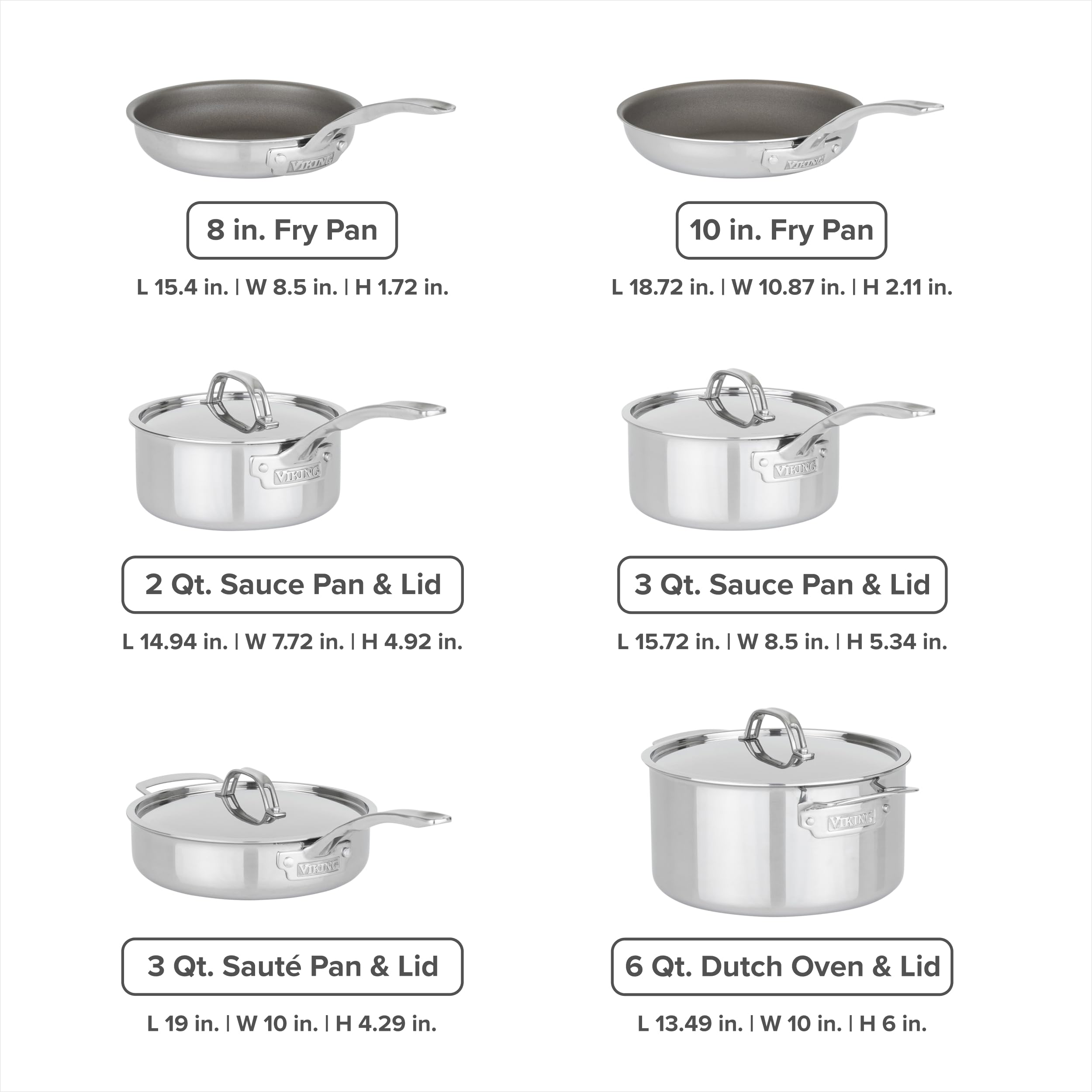 Viking PureGlide Pro 3-lagiges Antihaft-Kochgeschirr-Set, 10-teilig, Titan-Innenfutter, ofen- und grillfest, induktionsgeeignet