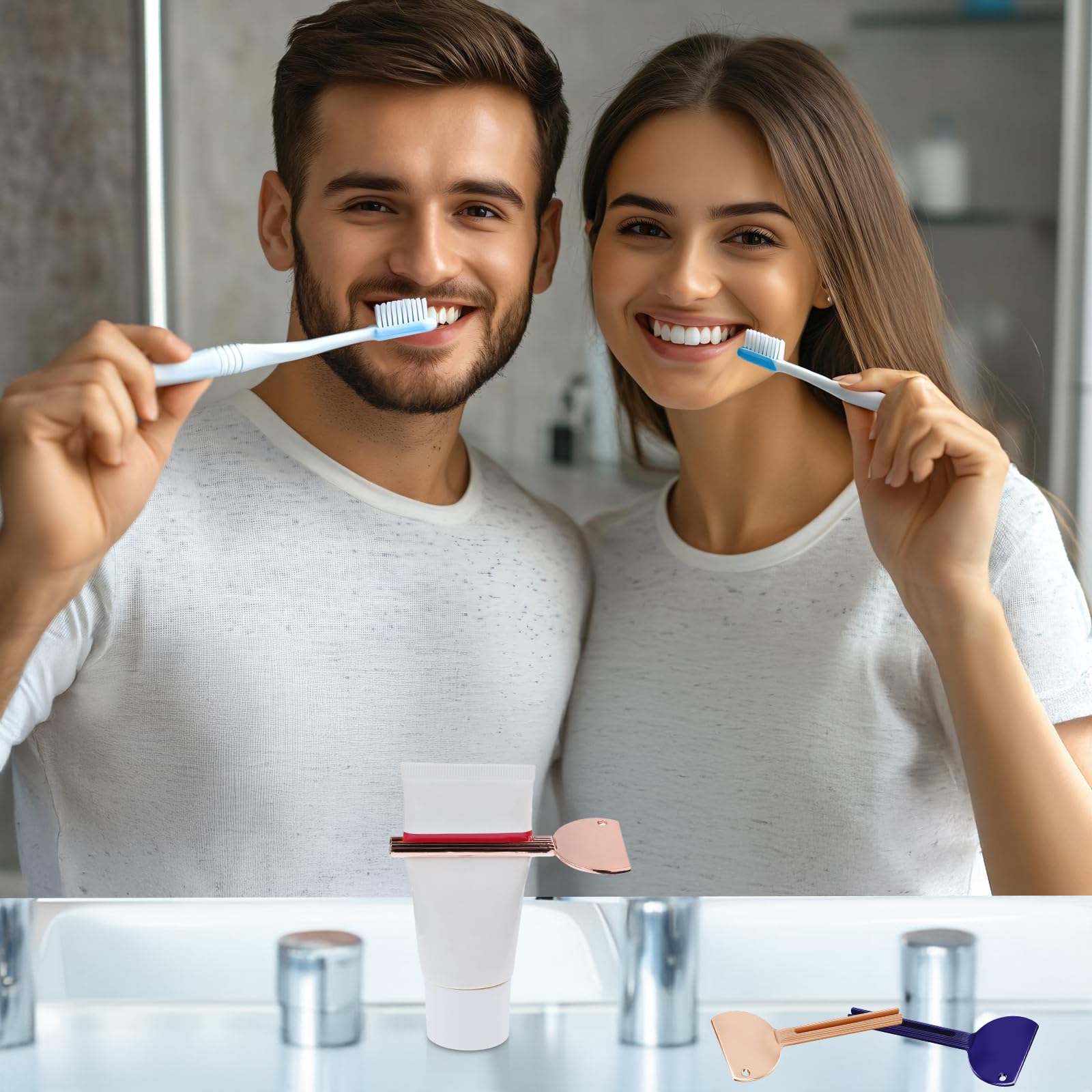 ElevateTech Exprimidor de pasta de dientes, 4 exprimidores de tubo de llave, dispensador de metal, herramienta práctica de rodillo de tubo para crema cosmética, exprimidor de pasta de dientes (plata