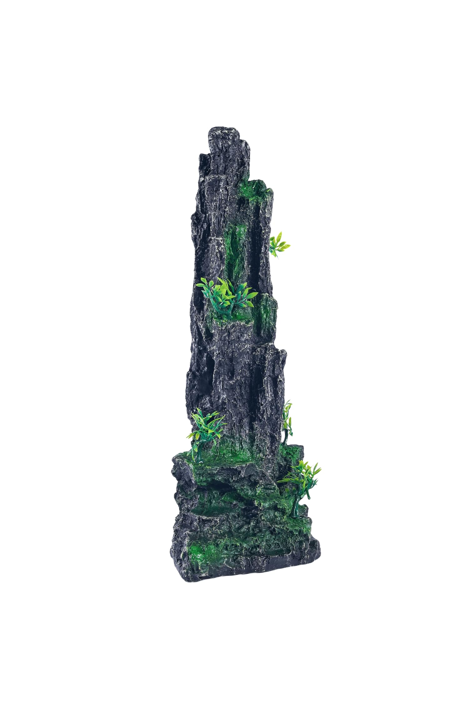 Large Fish Tank Decorations - Mountain View Aquarium Ornament with Tree House Cave