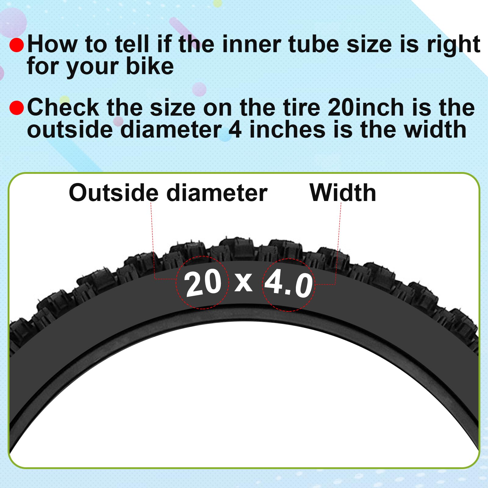 20x4 Inner Tube Compatible with E-Bikes Mountain Bikes Fat Tire Bike Tube Schrader Valve Butyl Rubber with Tire Lever,Valve Core,Remover Tool,Tire Stem Valve Caps Bicycle Inner Tube