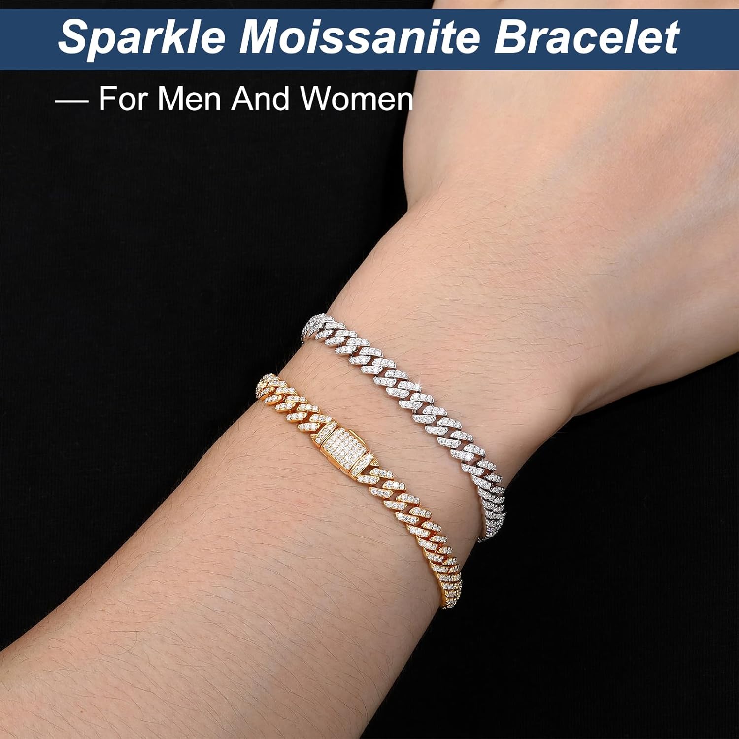 Ucciyo VVSI Moissanite Cuban Link Chain 925 Sterling Silver 5.3-11.8 Ct Miami Cuban Necklace 10MM/8MM/6MM Iced Out Moissanite Chain For Men Women