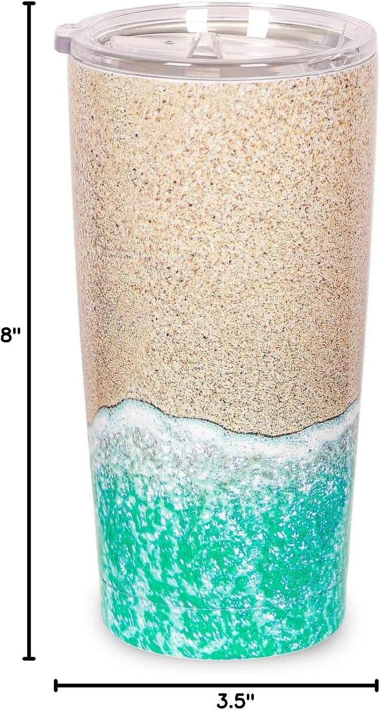 Beach Gifts 20 Oz Tumbler Travel Mug Insulated for Hot and Cold Women Tropical Cups with Lid Vacation Gifts (Ocean Beach) - Image 9
