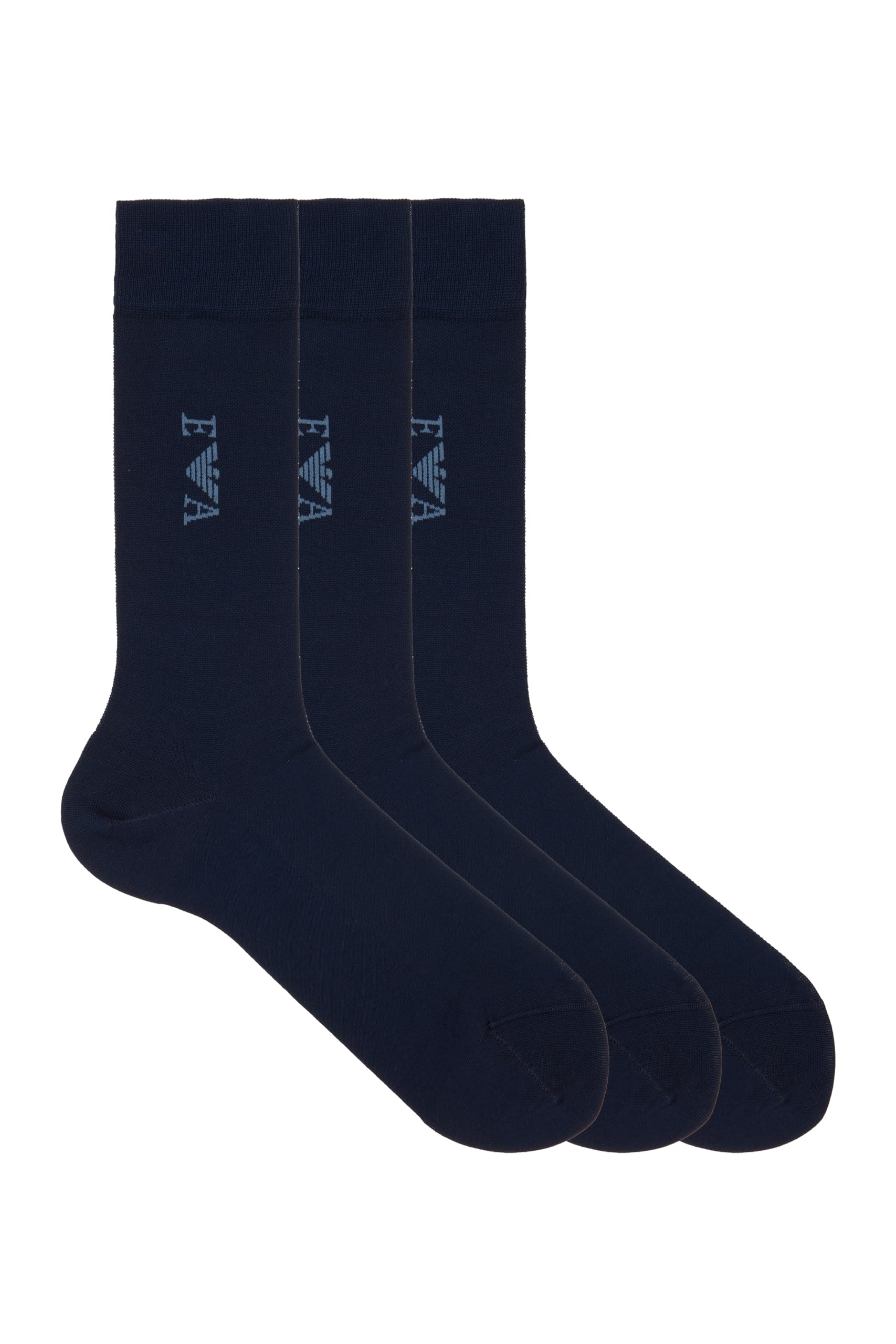 Emporio Armani MAN'S TONAL LOGO 3-PACK SOCKS SHORT BLUE TU