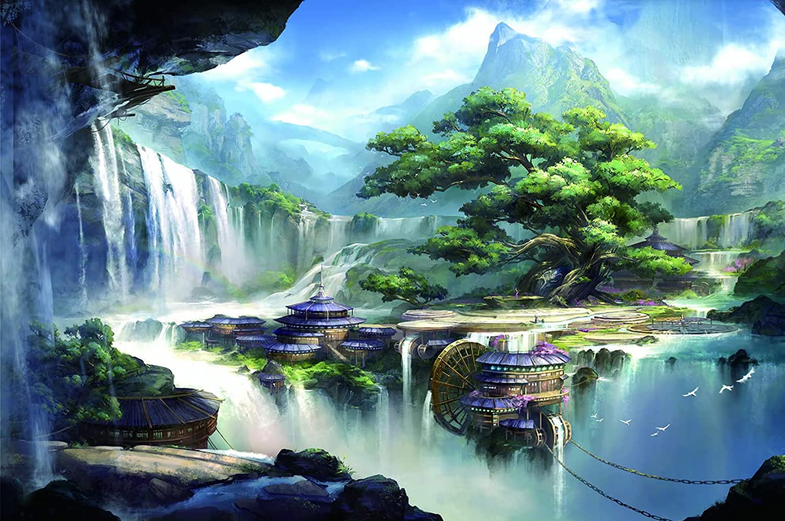 AMCJJ Jigsaw Puzzles for Adults 1000 Pieces,Wooden Puzzles 29.5 x 19.7 in,Wonderland