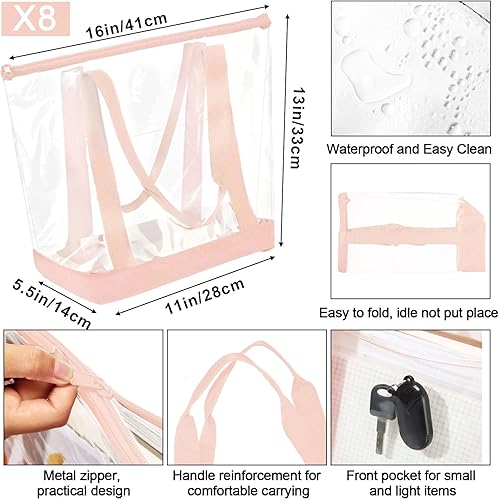 Miniatura 4 de Reginary 8 bolsas transparentes de hombro, bolsa de seguridad aprobada con cierre de cremallera para viajes y trabajo