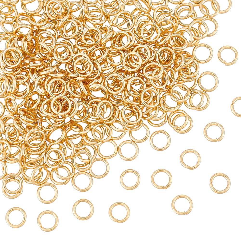UNICRAFTALE 300Pcs Real 24K Gold Plated Stainless Steel 6mm Round Jump Rings for DIY Jewelry Crafting and Keychain Accessories