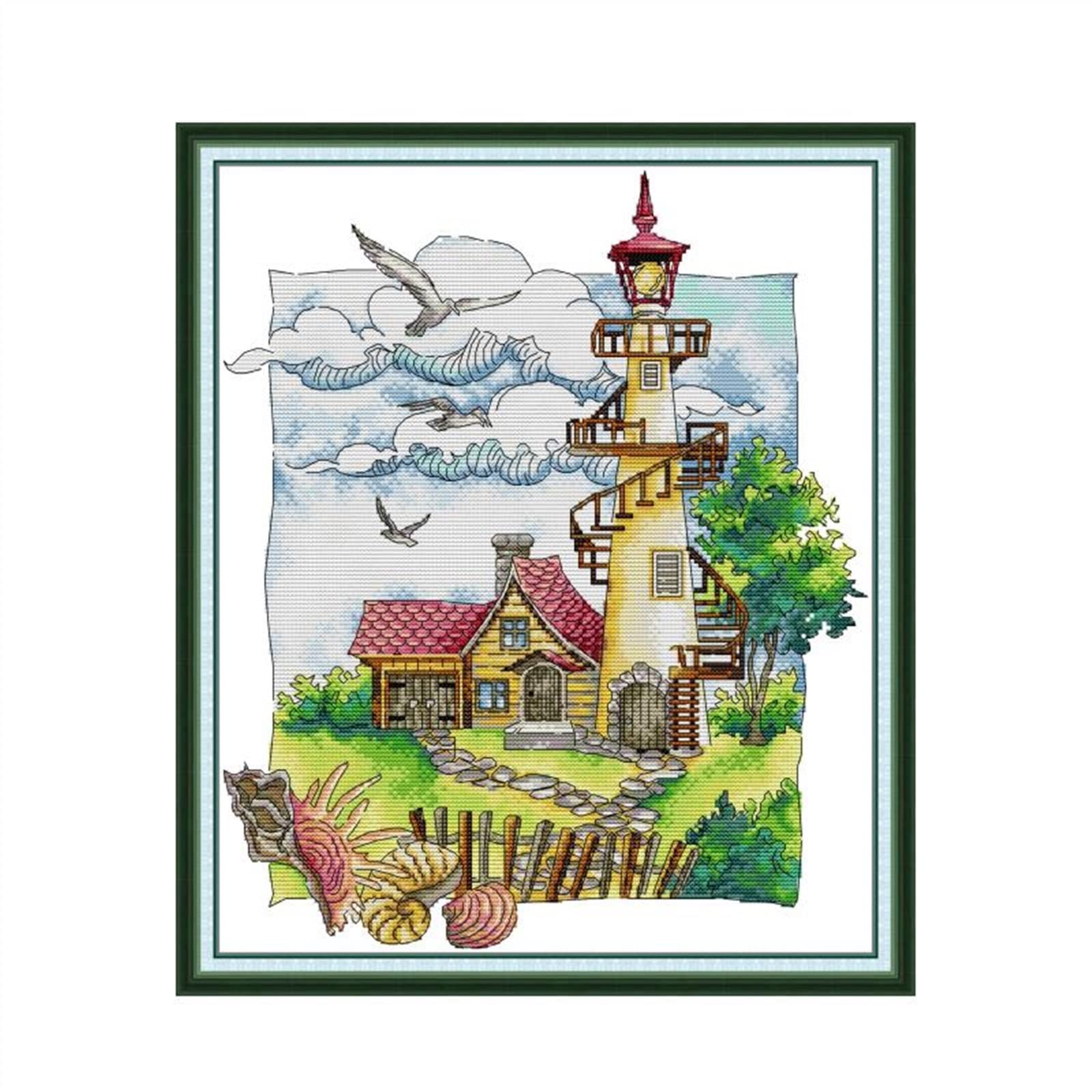 Point de Croix Phare 9 Broderie d'Art Toile 11ct unprint pour Travaux Manuels