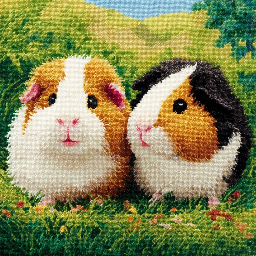 Taxpy Latch Hook Cushion Kits, Animal Guinea Pig Latch Hook Pillow Case Kits Embroidery Kit 43x43cm, DIY Needlework Pillow Cover Sofa Cushion Rug Making Kit