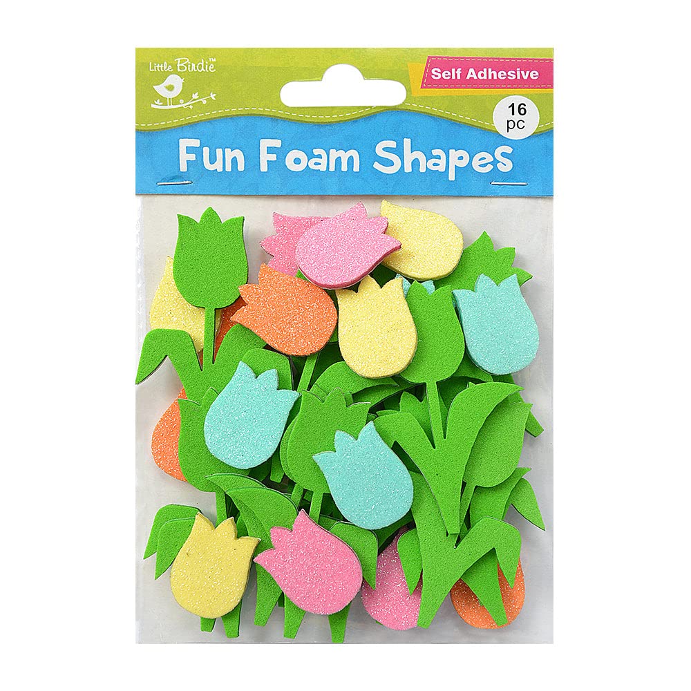 Itsy Bitsy Self Adhesive Fun Foam Shapes Tulip Garden 16pcs