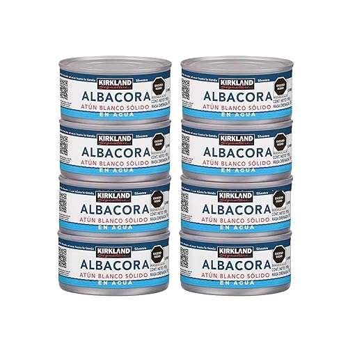 Kirkland Albacore - Atún blanco sólido en agua 8 latas peso neto total 35 libras disponible en Yaxa Colombia