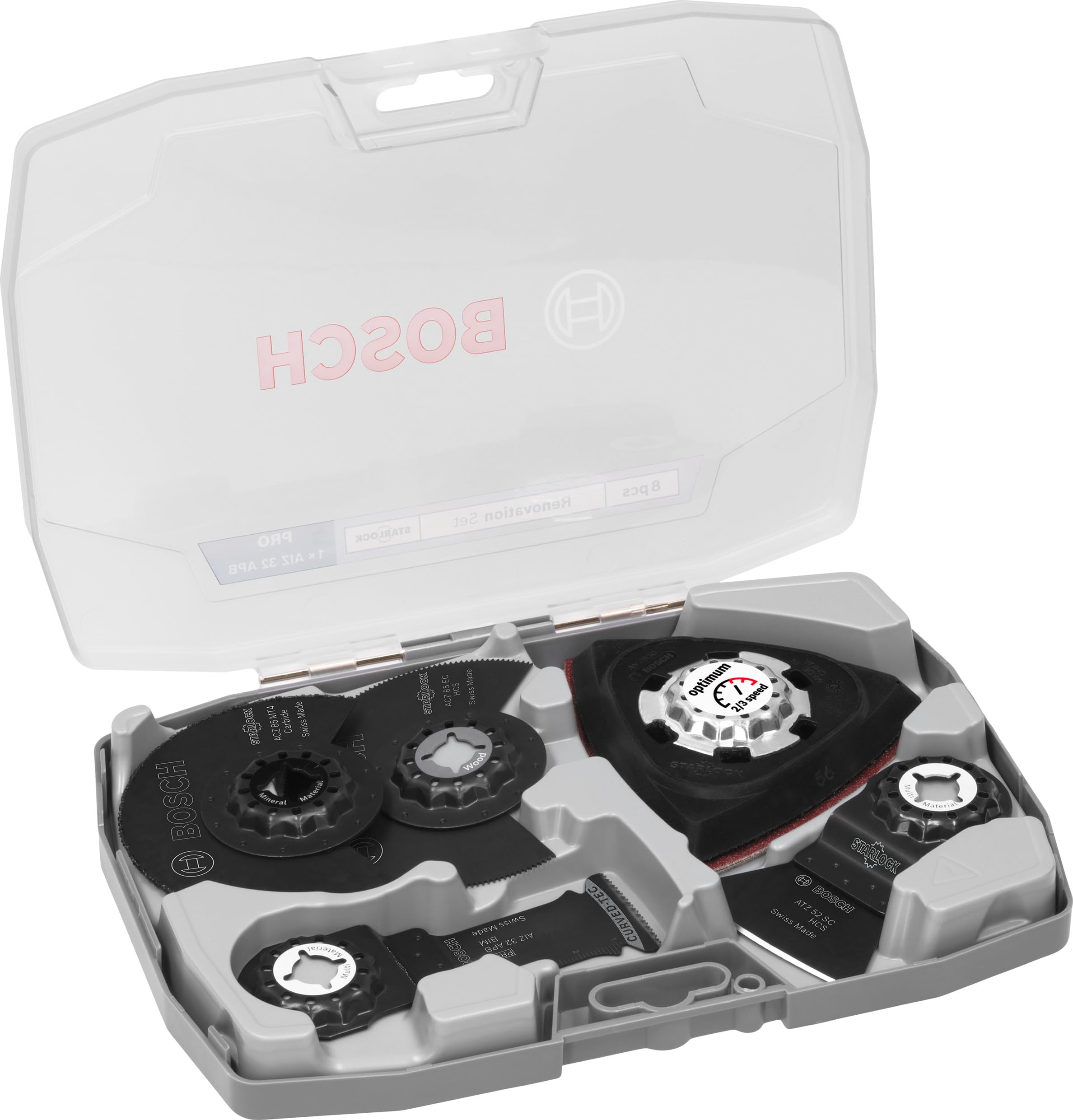 Bosch 8x Renovierungs-Sägeblatt-Set, 8-tlg. (für Holz mit Nägeln, Sandwich-Metall, 160 x 222 mm, Professional Zubehör Multifunktionswerkzeug)