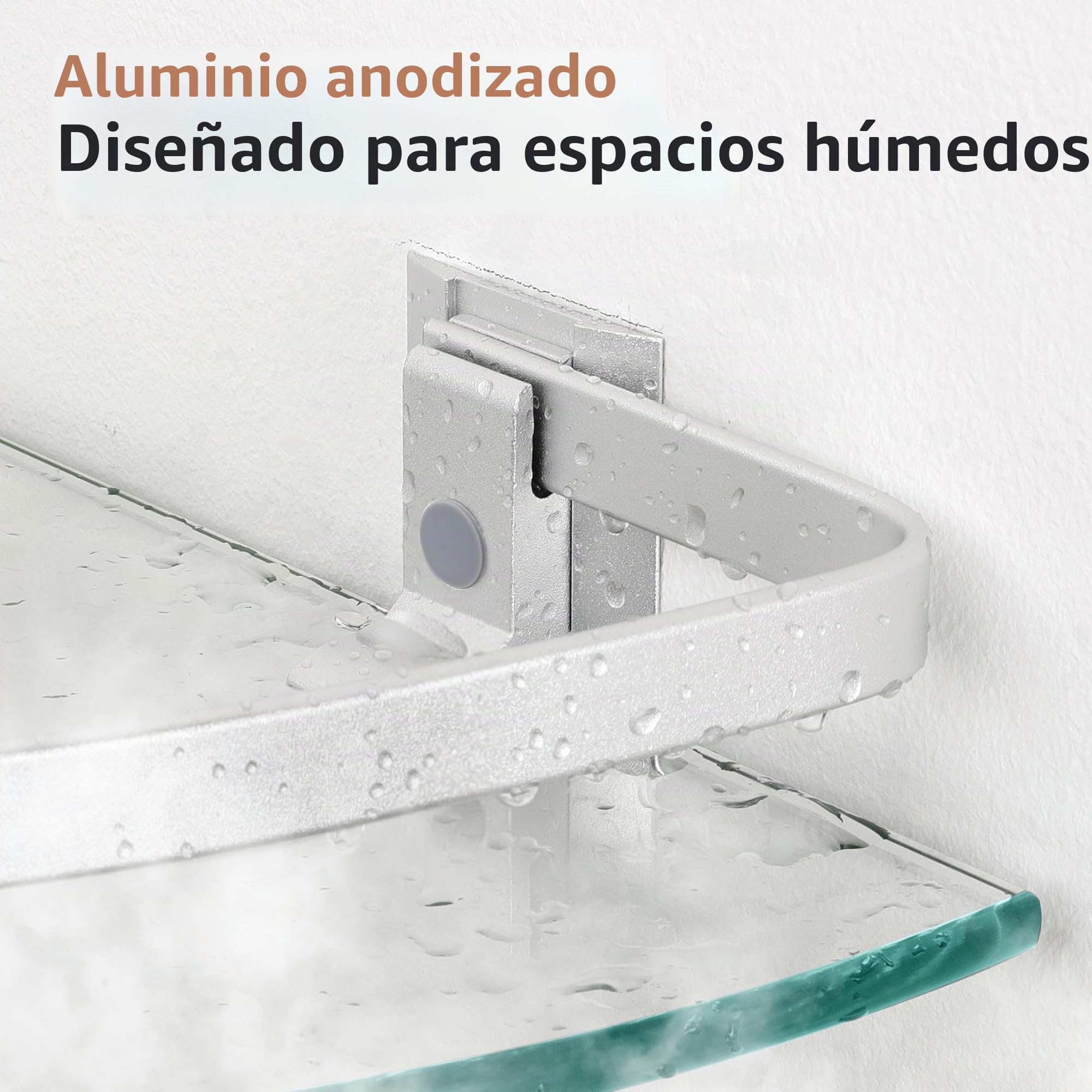 KES Estantería Esquina Cristal Baño Aluminio 2 Piezas Plata