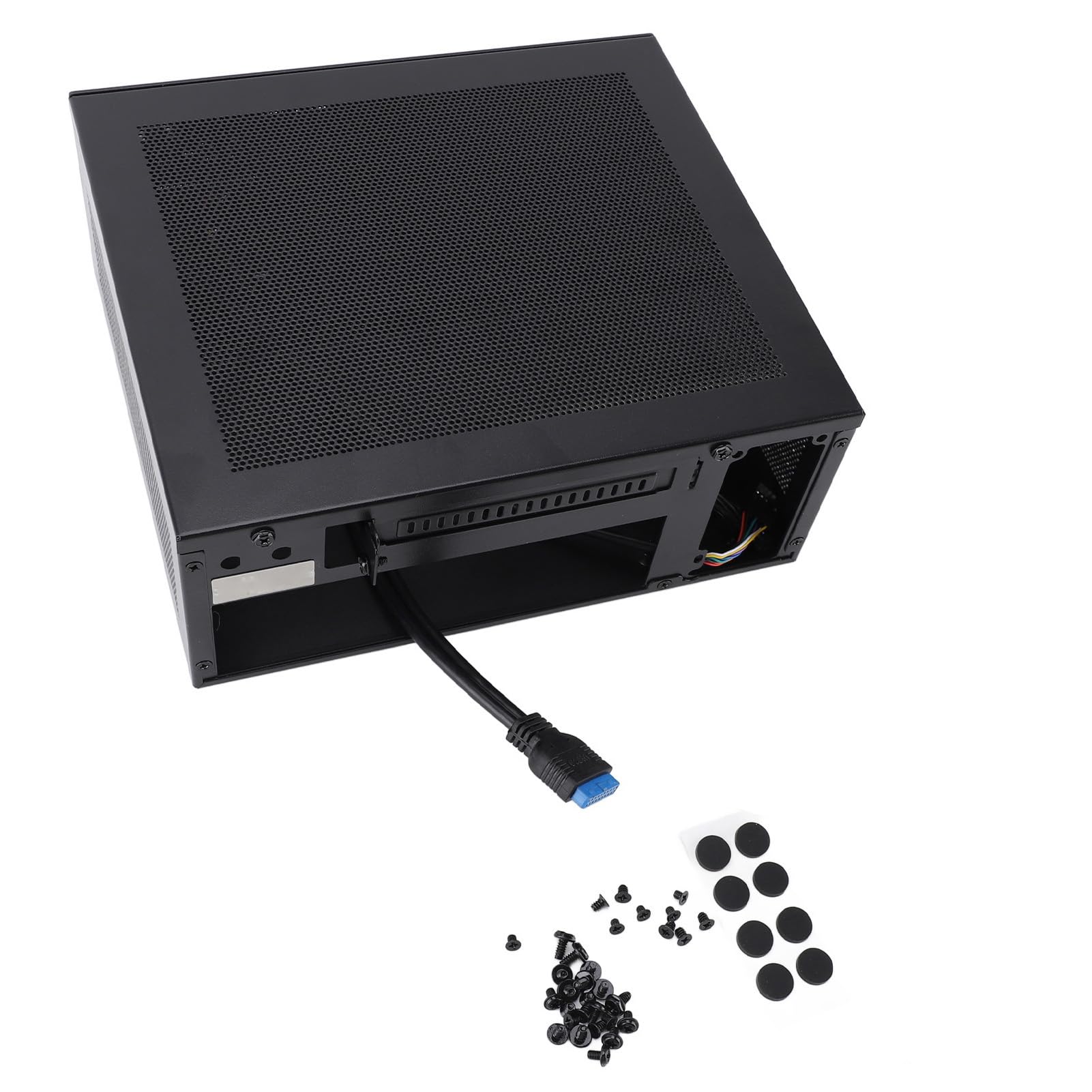 Obudowa Komputera do Gier na płytę główną ITX ze Stali Walcowanej na Zimno, Konstrukcja z Siatkowym Dziurkowaniem, Rozmiar 205 X 232 X 90 Mm, Porty USB 3.0, Kieszenie na Dyski SSD + HDD,