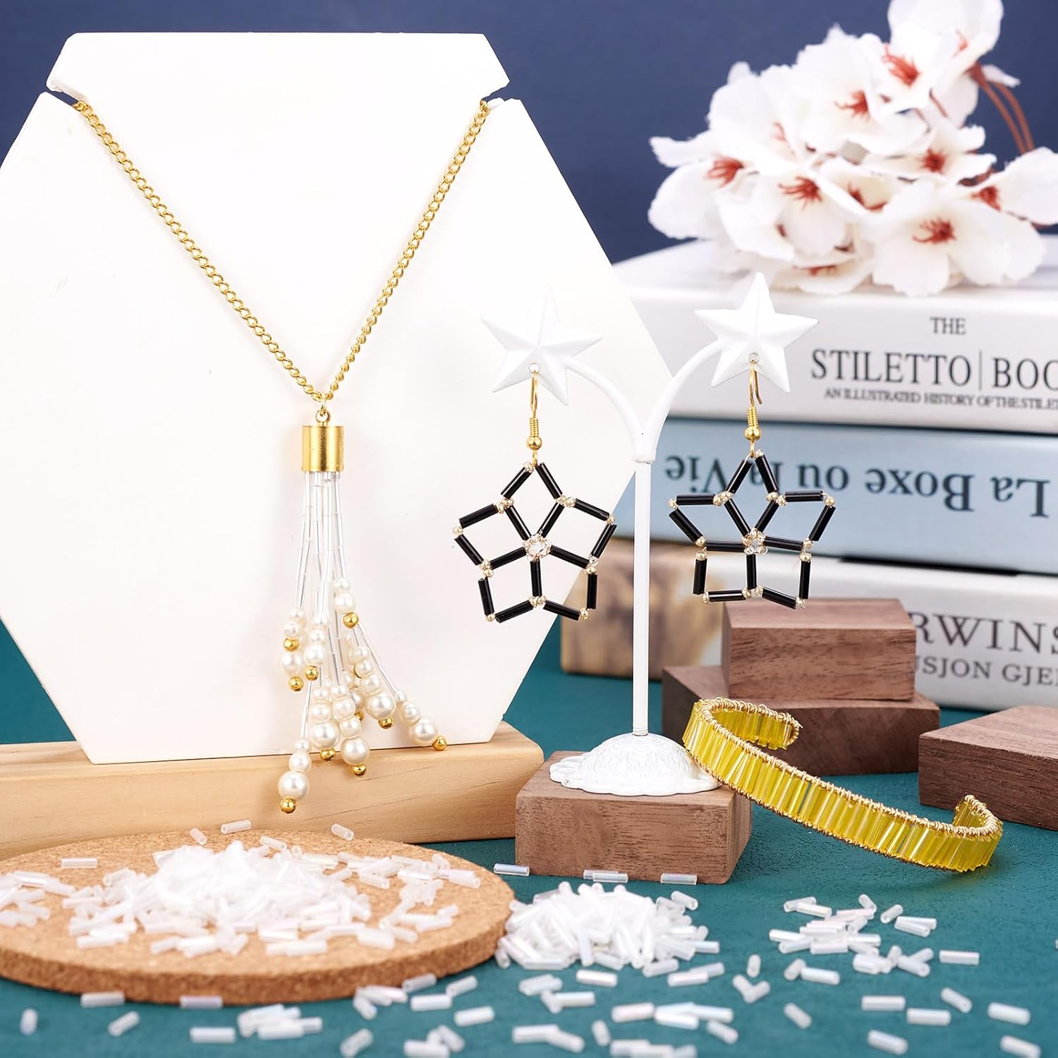 Pandahall 1250pcs/50g Glass Twist Bugles Seed Beads 6x1.8mm Tube Loose Glass Seed Spacer Bead for Jewelry Making (AB Color, White) - Image 3