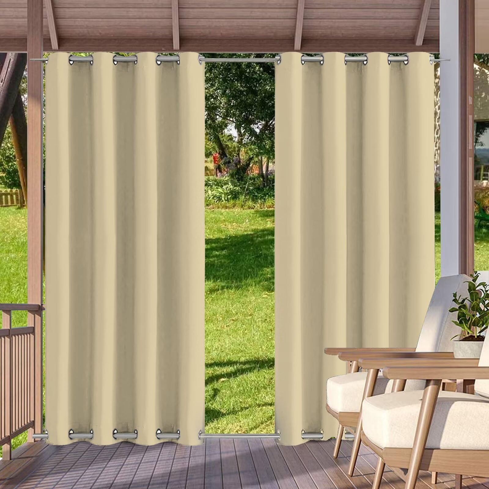 Ufamiluk Rideaux D'extérieur Imperméable Occultant Coupe Vent Anti Froid Chaleur Rideau Extérieur Terrasse Pour D'extérieur Balcon Porte Exterieur Jardin Anthracite 170x200cm (BxH 1 Pièce