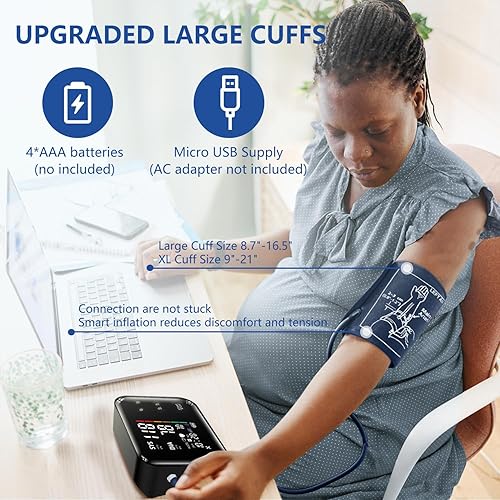 Miniatura 3 de Monitor de presión arterial extra grande de 13 a 21 pulgadas, monitores de presión arterial superior del brazo para adultos XL, máquinas automáticas