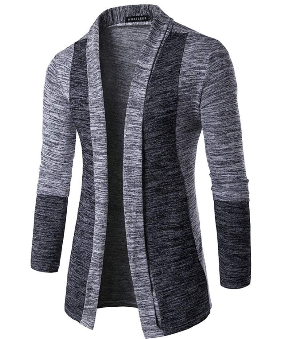 dahuo Men Slim Long Sleeves Patchwork Sweater Casual Cardigan Fashion Sweater