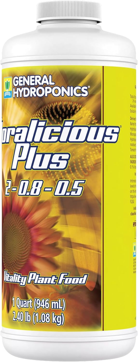 General Hydroponics Floralicious Plus, Vitality Plant Food, 2-0.8-0.5, 1 qt.