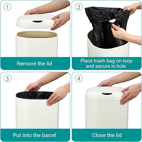 Miniatura 5 de Basurero automático de acero inoxidable de 8 galones con tapa, sensor de movimiento sin contacto de 30 litros, cubo de basura cilíndrico inteligente