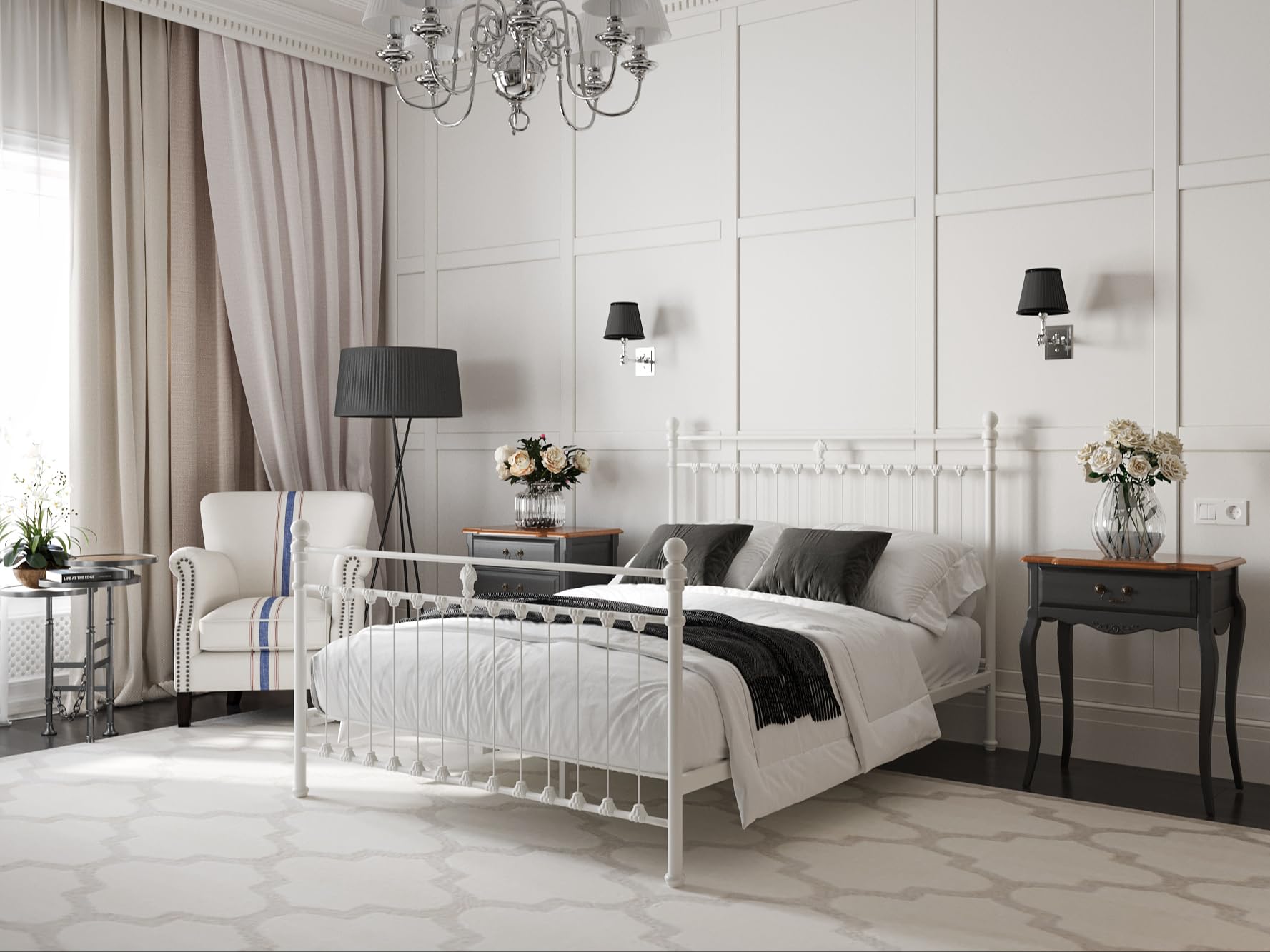 Snuggle Beds Aria Metal Bed Frame | Cream | Single | Sprung Slats