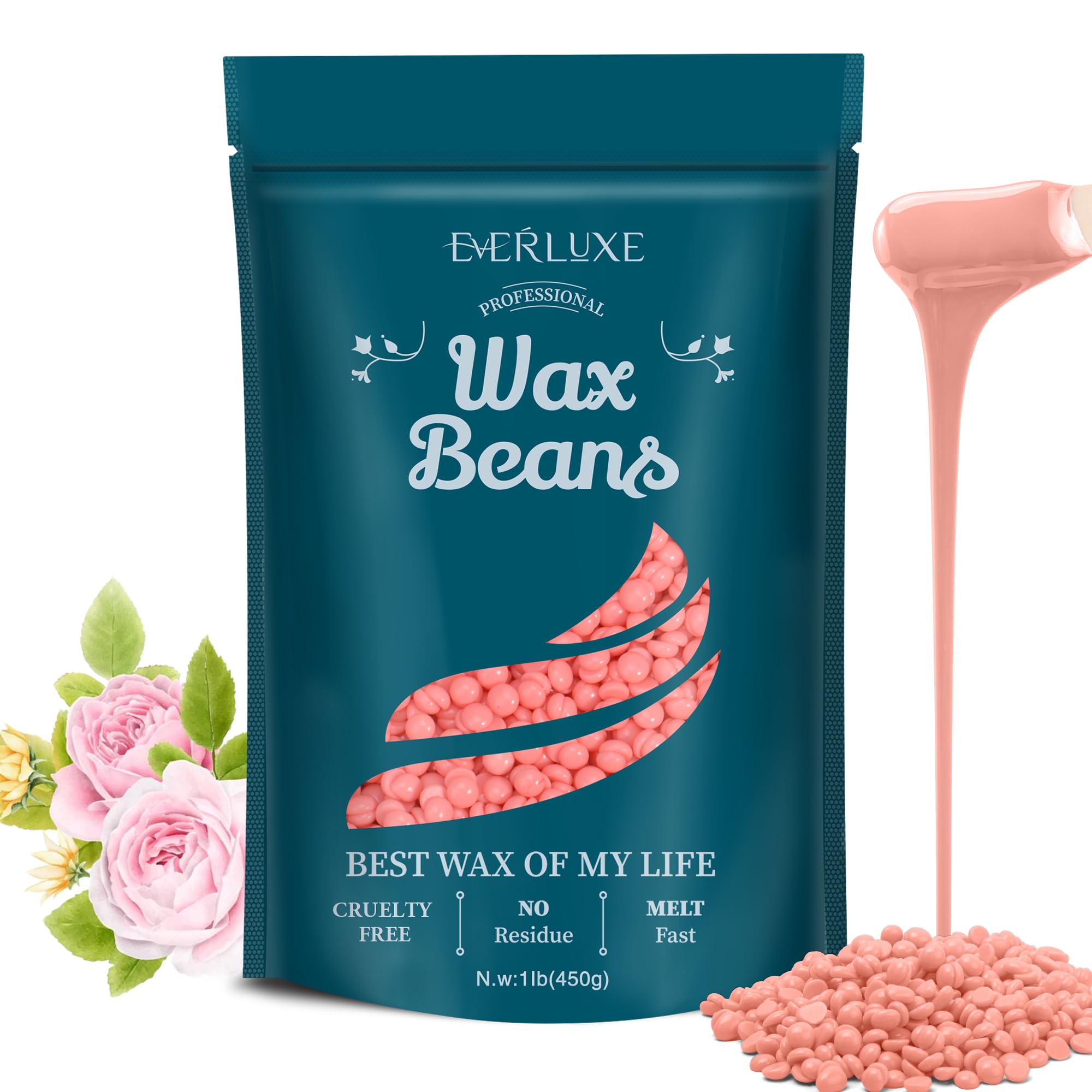 Wax Beads-1LB Pink Hard Wax Beads For Hair Removal-Waxing Beads For Sensitive Skin With Rose Extract-Perfect For Bikini/Brazilian/Face/Body Waxing-At Home Beads For Women Men Pink 15.8 Ounce (Pack of 1)