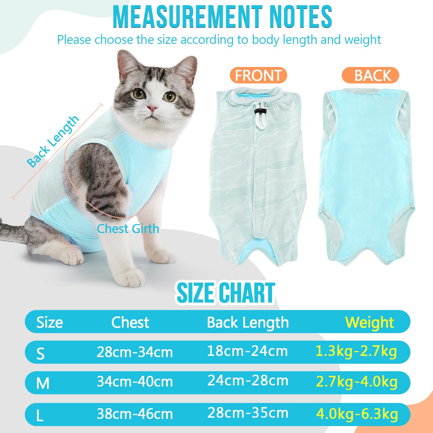 Combinaison de récupération pour Chat après Chirurgie Slowton - Onesie pour Chaton résistante aux Poils, Alternative au Collier à cône E pour Les Chats mâles et Femelles