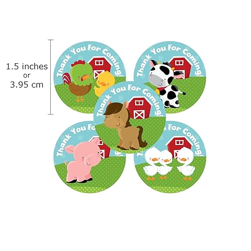 Miniatura 2 de Farm Animals Thank You Sticker Labels by Adore By Nat - Boys Girls Birthday Baby Shower Party Supplies - Set of 50